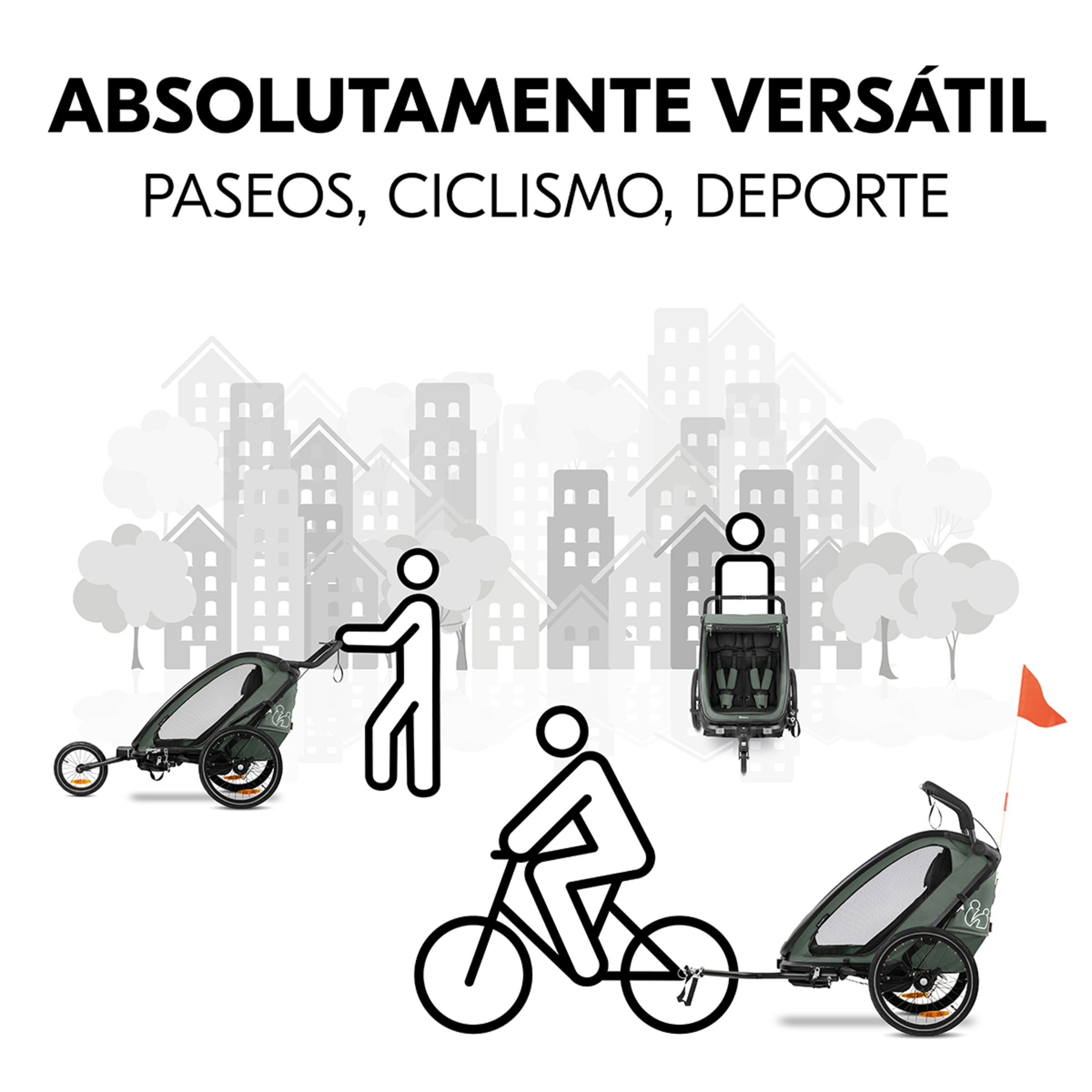 Cadeira de passeio Multifuncional Bike N Walk Duo Verde-escuro-3