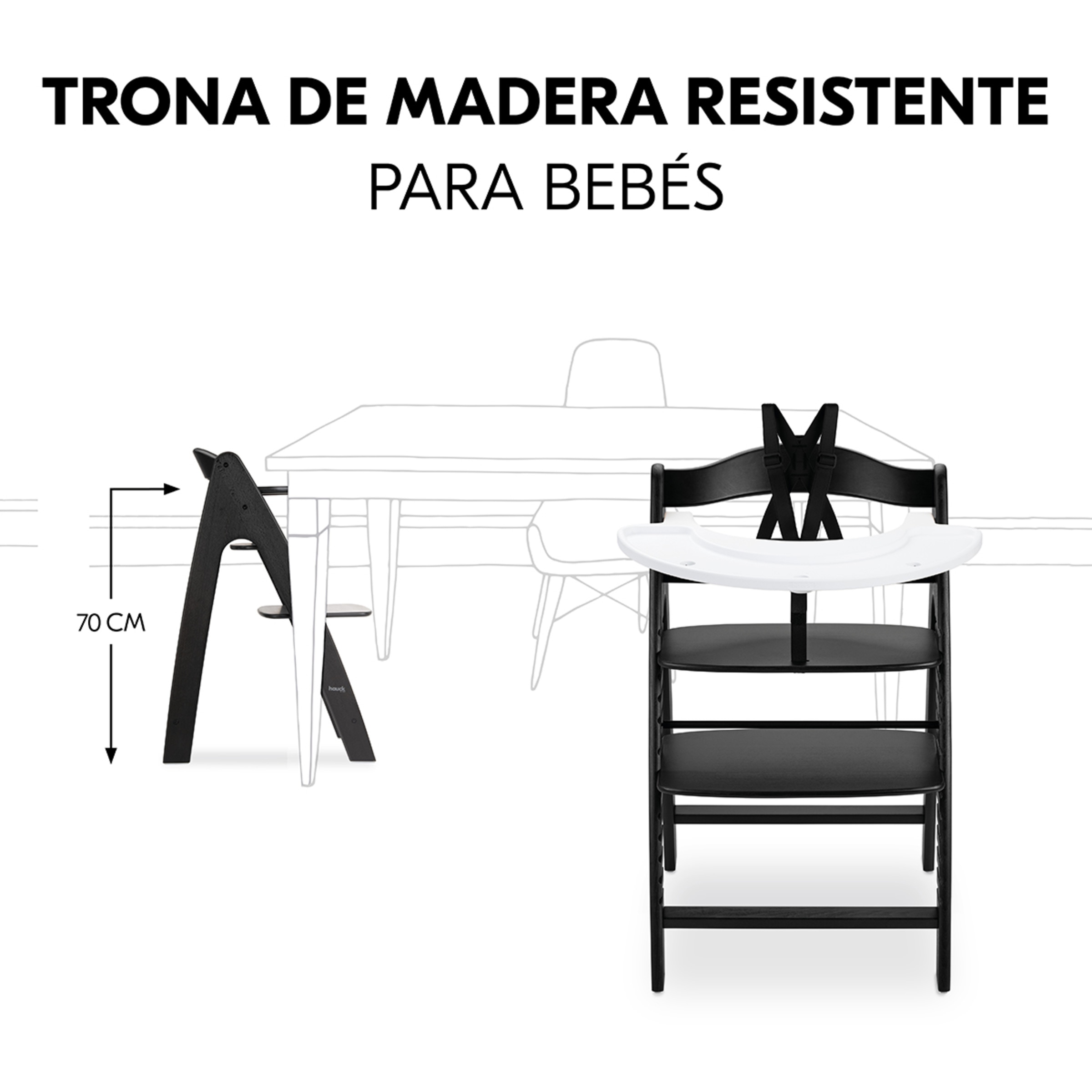 Cadeira de Refeição Evolutiva de Madeira Arketa N Play Preto-3
