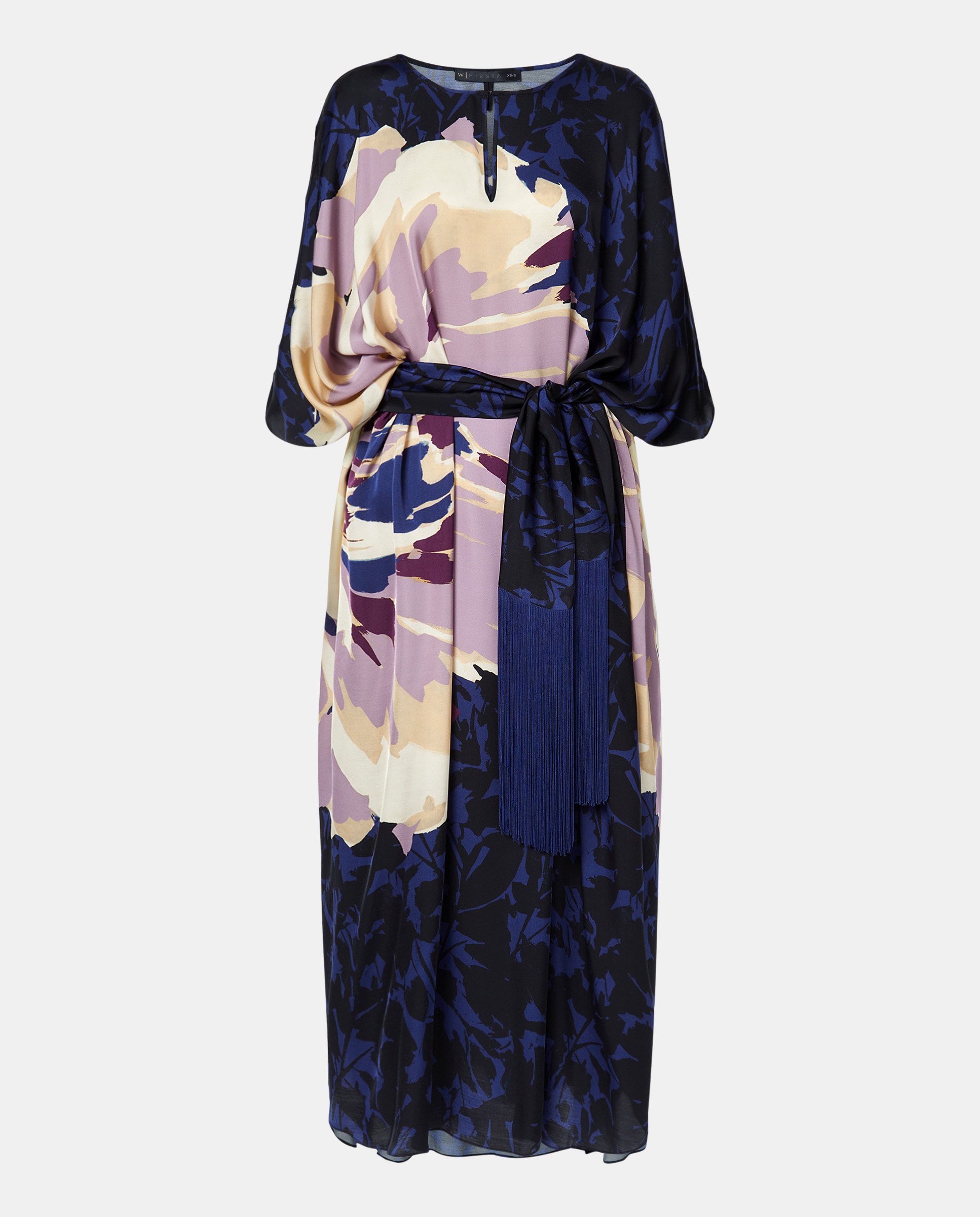 Vestido Curto com Jacquard Azul-4