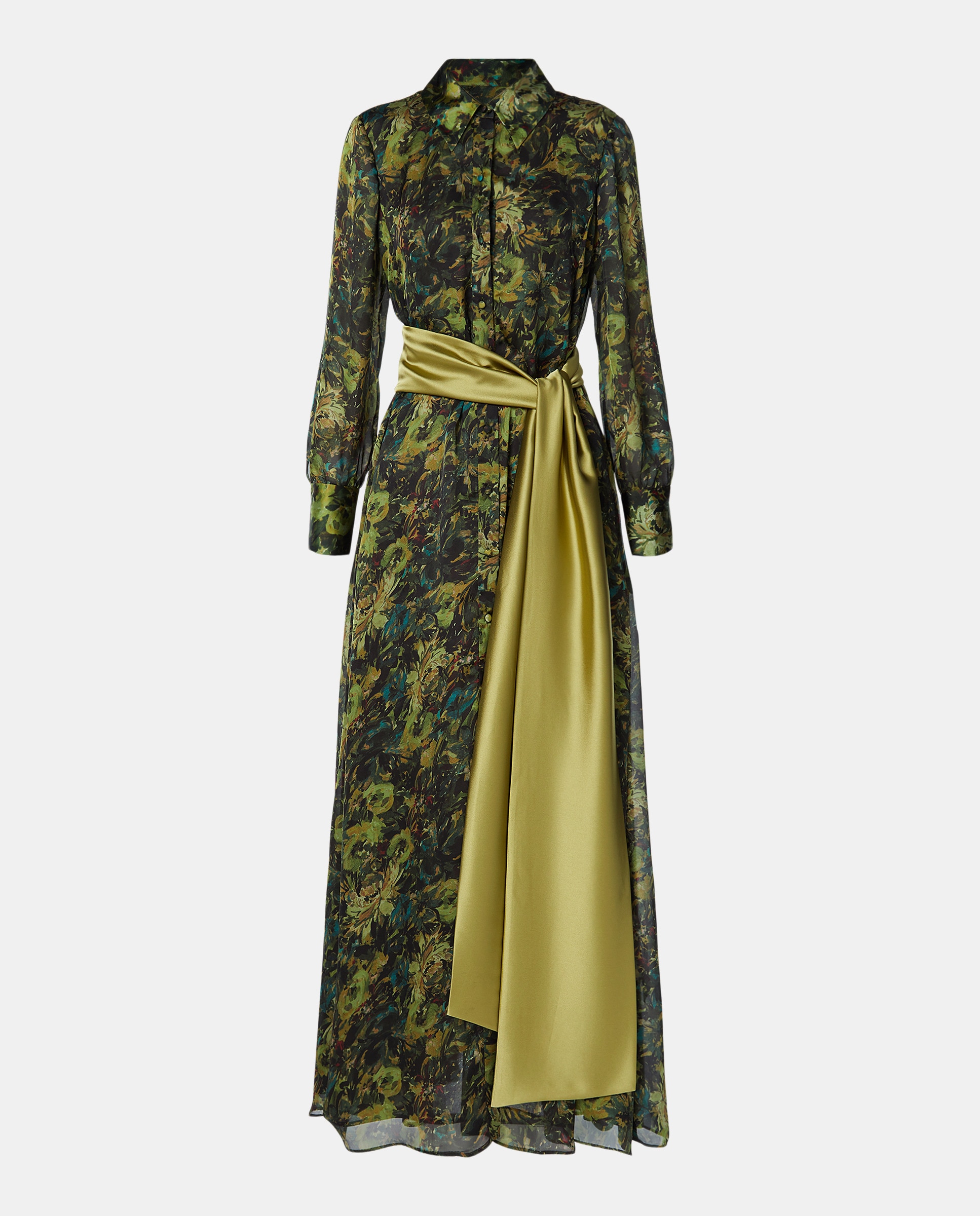 Vestido Comprido Tipo Camiseiro Verde-5