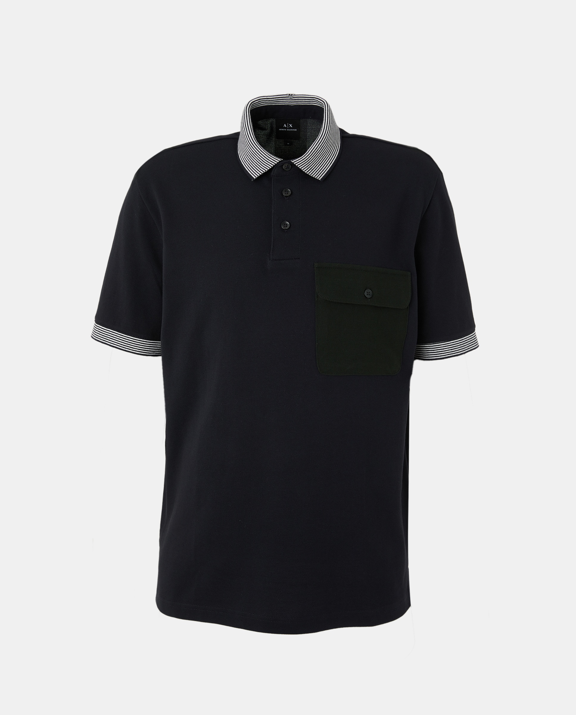 Polo Piqué Regular Fit com Manga Curta Azul-marinho-4