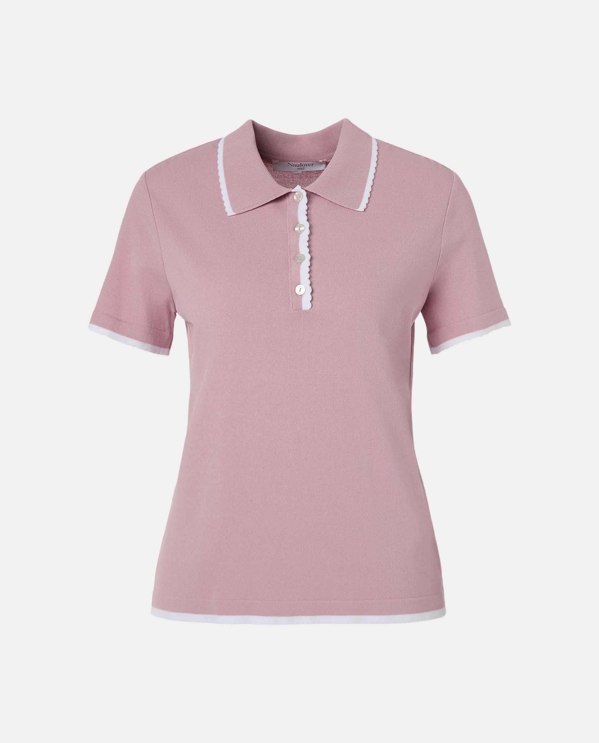 Polo de Malha com Manga Curta Rosa-claro-4