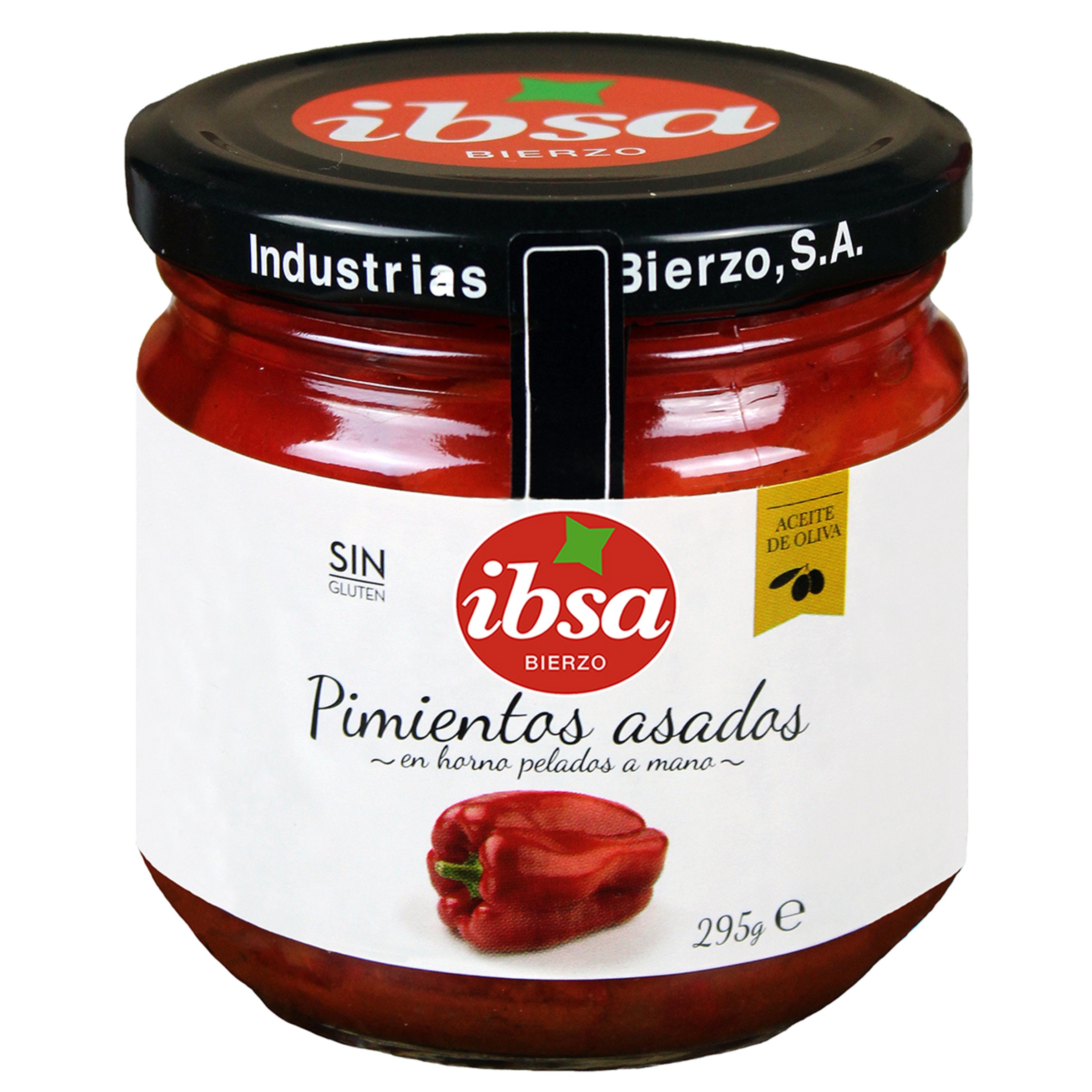 pimientos asados en horno pelados a mano sin gluten frasco 295 g