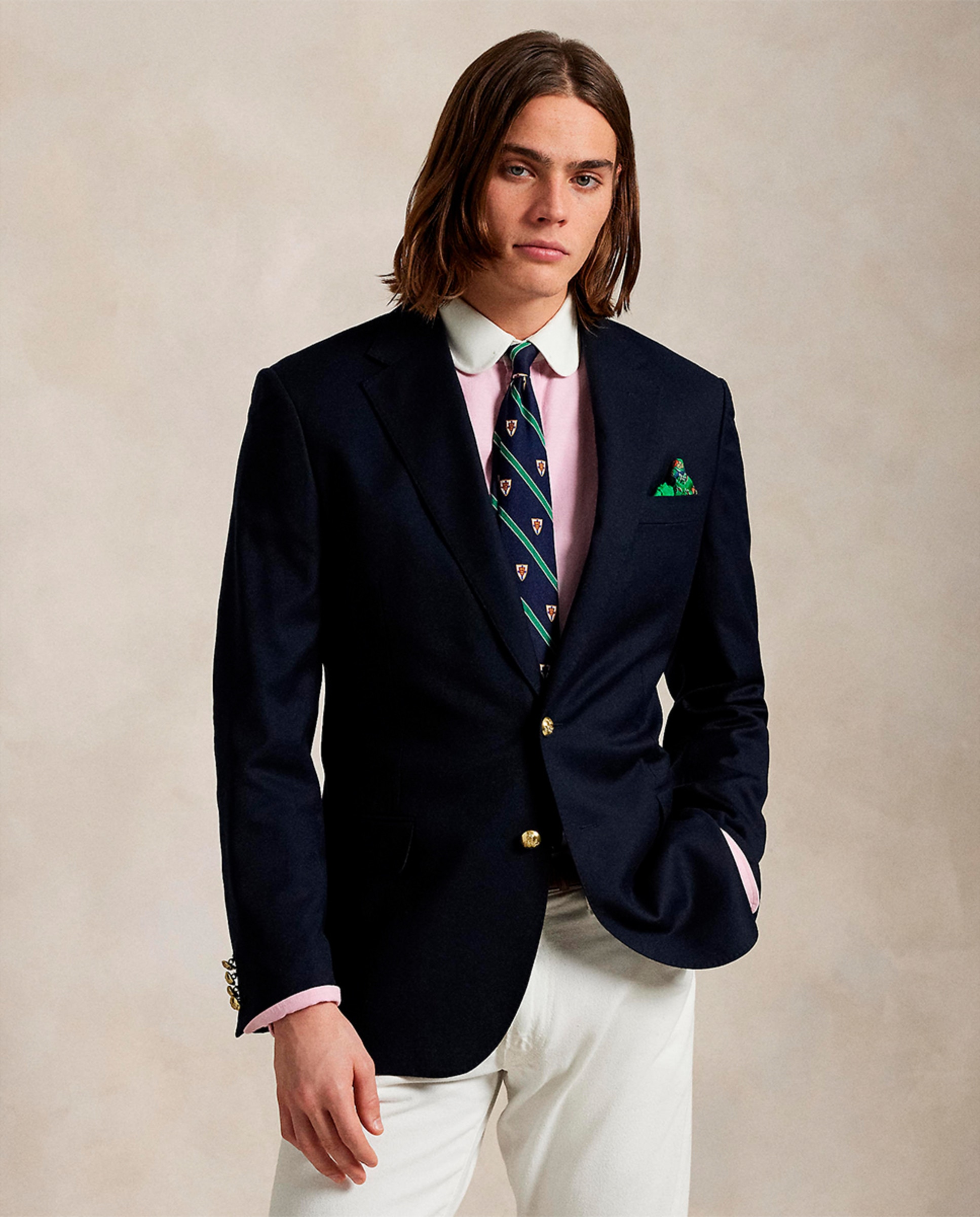 Blazer Informal de Lã Azul-marinho-1