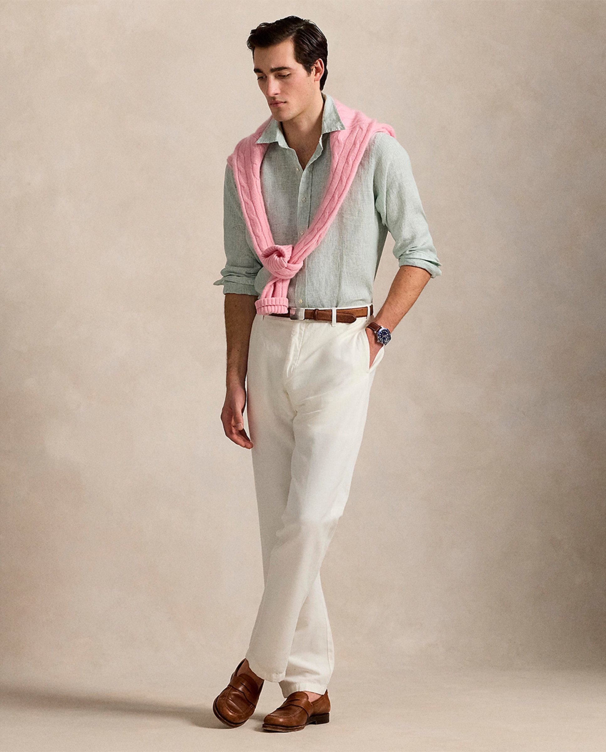 Camisa de Linho Custom fit Verde-claro-8