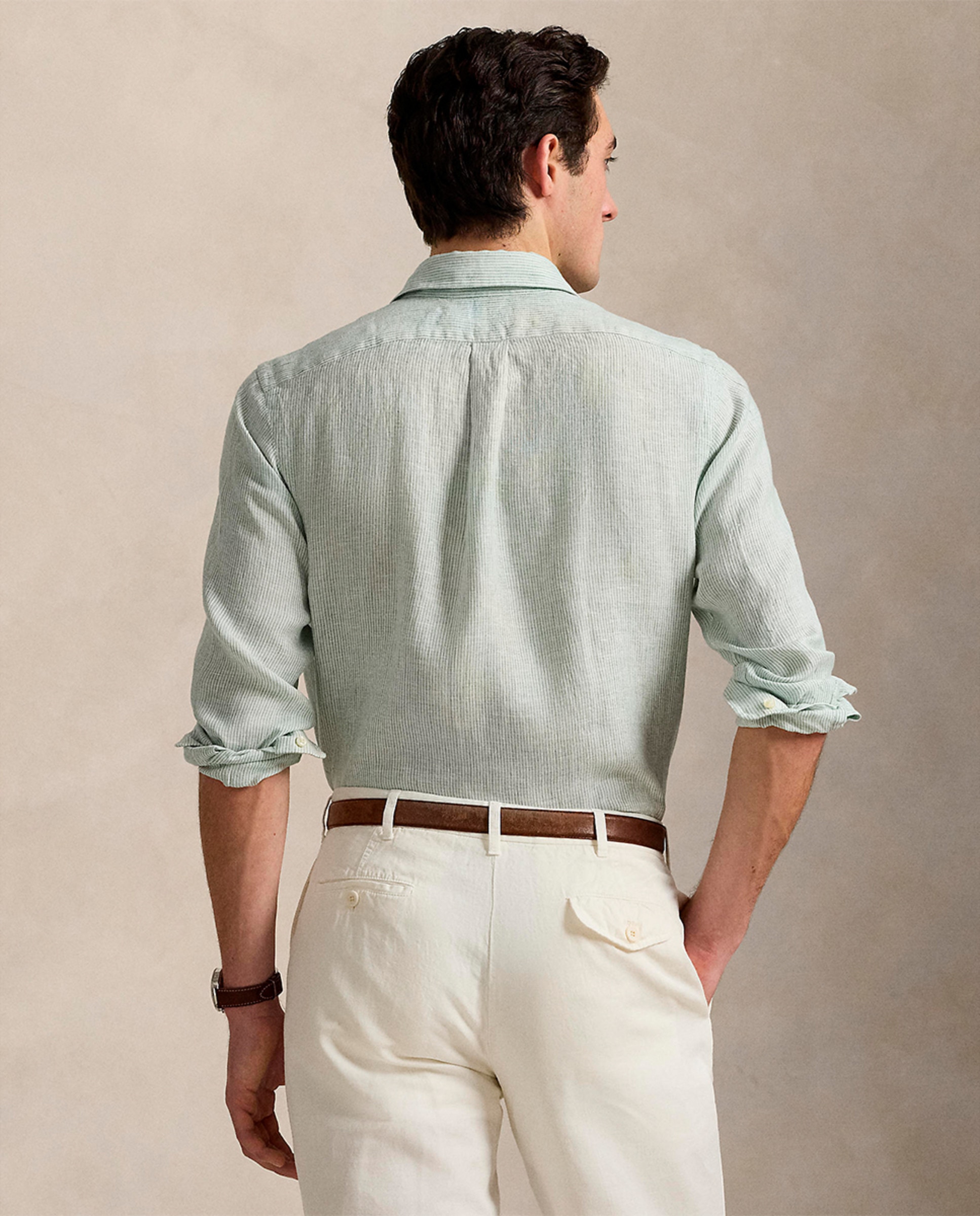 Camisa de Linho Custom fit Verde-claro-3