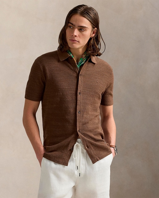 Imagen 0 de Jersey de hombre tipo camisa de algodón y lino