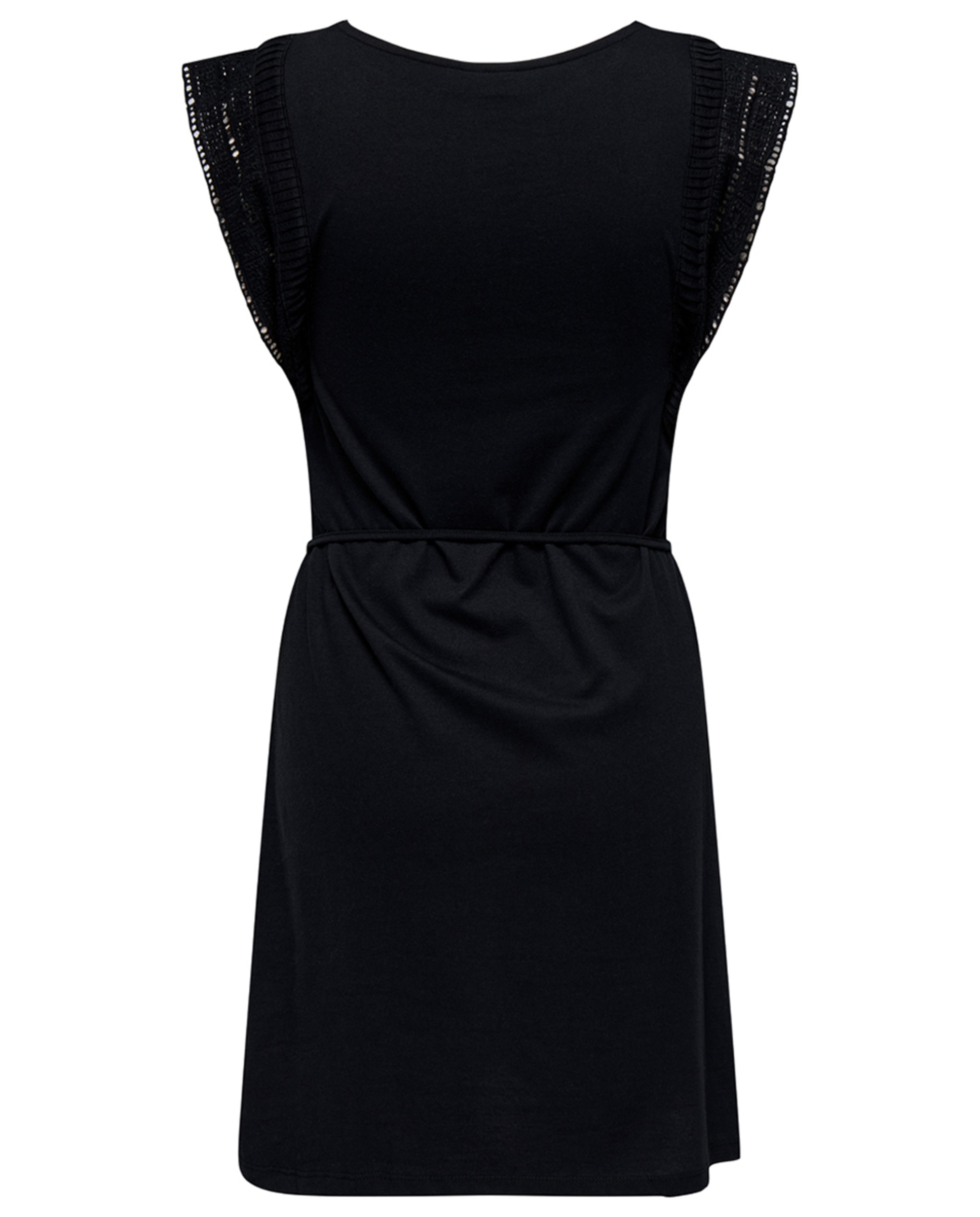 Vestido com manga curta e decote redondo Preto-7