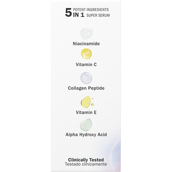 Super face serum 5 benefits in 1 improves skin texture, more uniform tone doser 14 ml firmer skin, visibly softer lines and lasting hydration