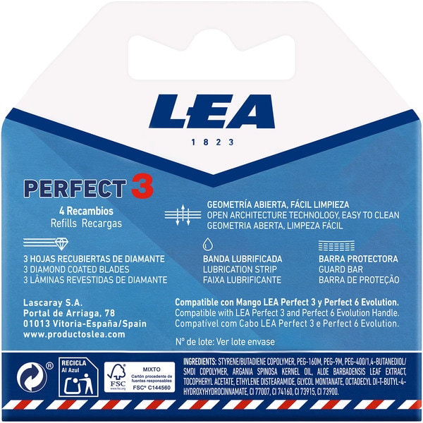 Ersatzklingen für Rasierer Perfect 3 Karton 4 Einheiten