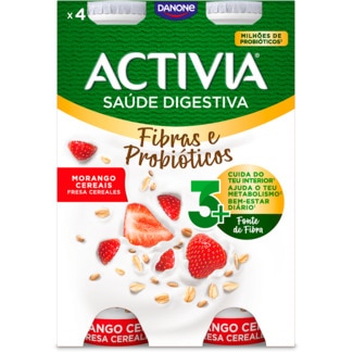 Iogurte Líquido de Morango com Cereais Pack 4 unidades embalagem 155 g - Activia