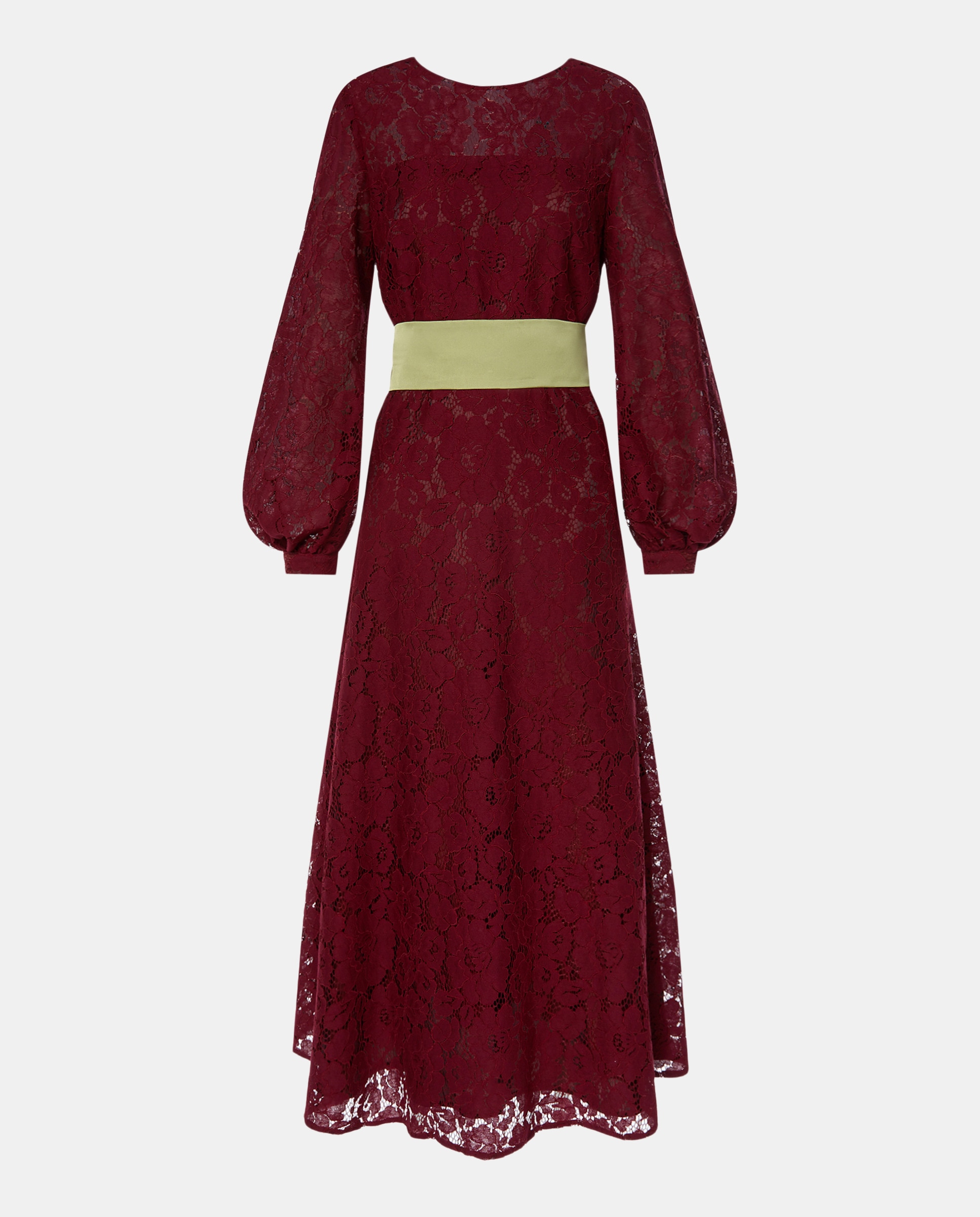 Vestido midi de renda Bordeaux-4