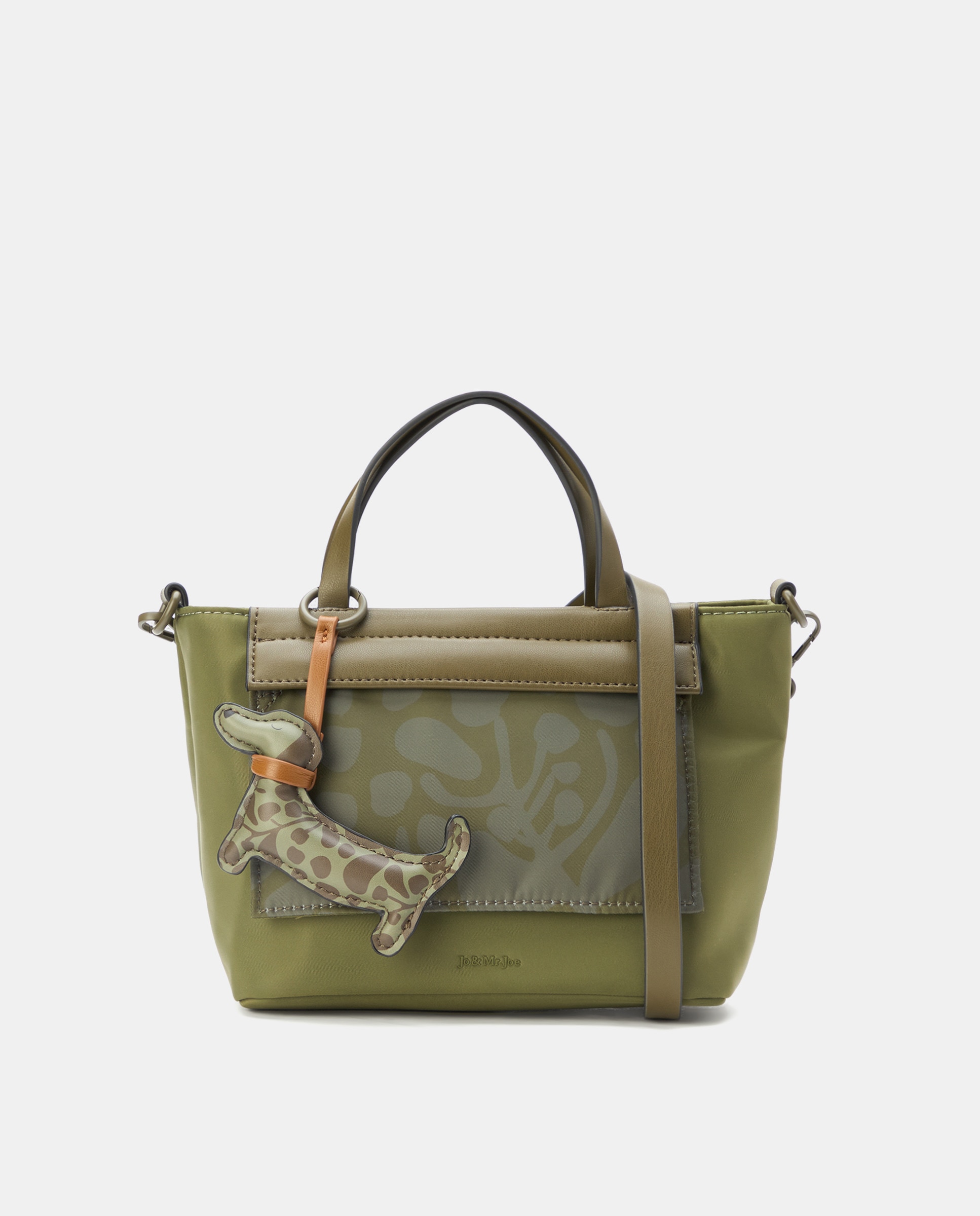 Mala de Mão com Bolso à Frente e Estampado Reversível 520 Caqui-1