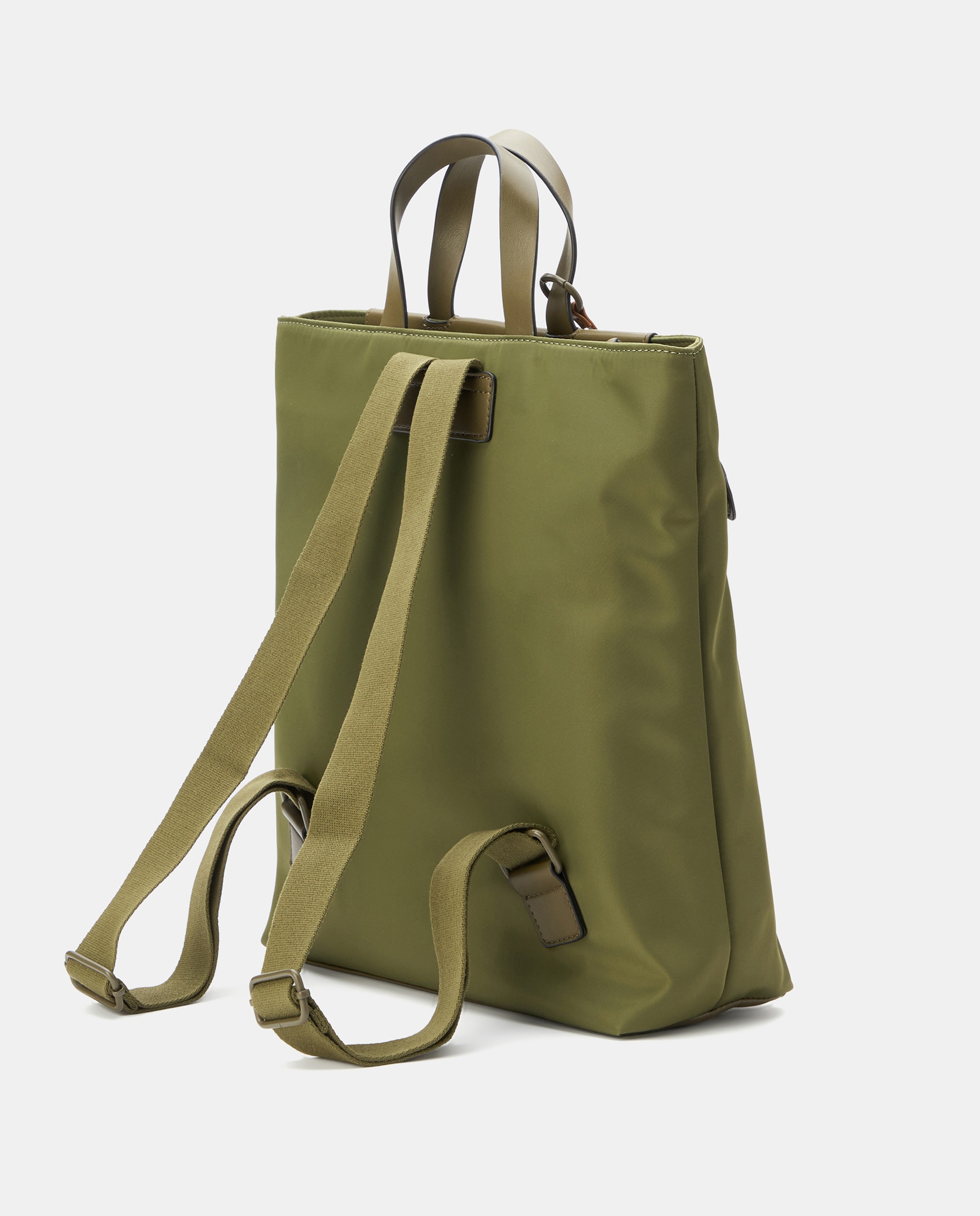 Mochila com Bolso à Frente e Estampado Reversível 520 Caqui-2