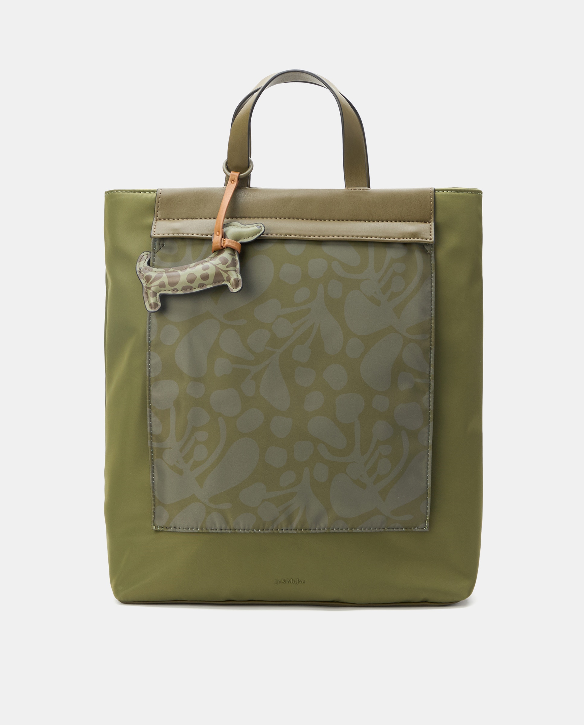 Mochila com Bolso à Frente e Estampado Reversível 520 Caqui-1