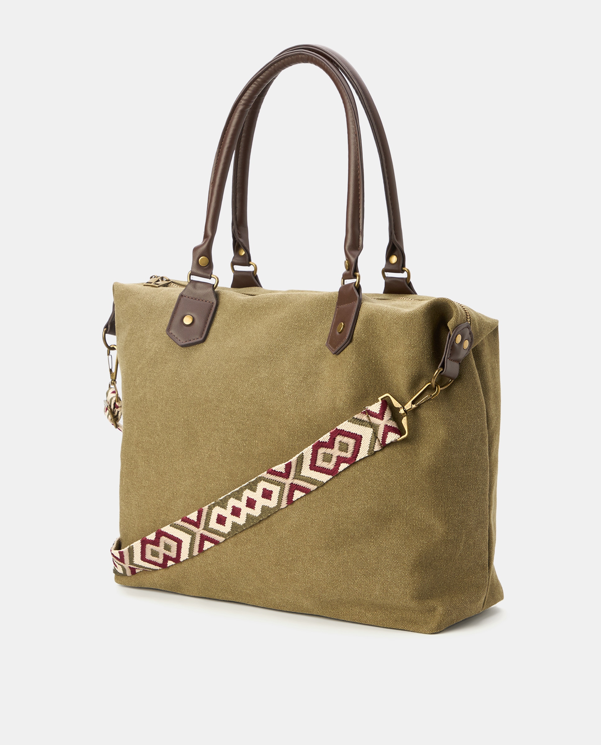 Mala Shopper de Algodão com Alça Comprida Torrado-2