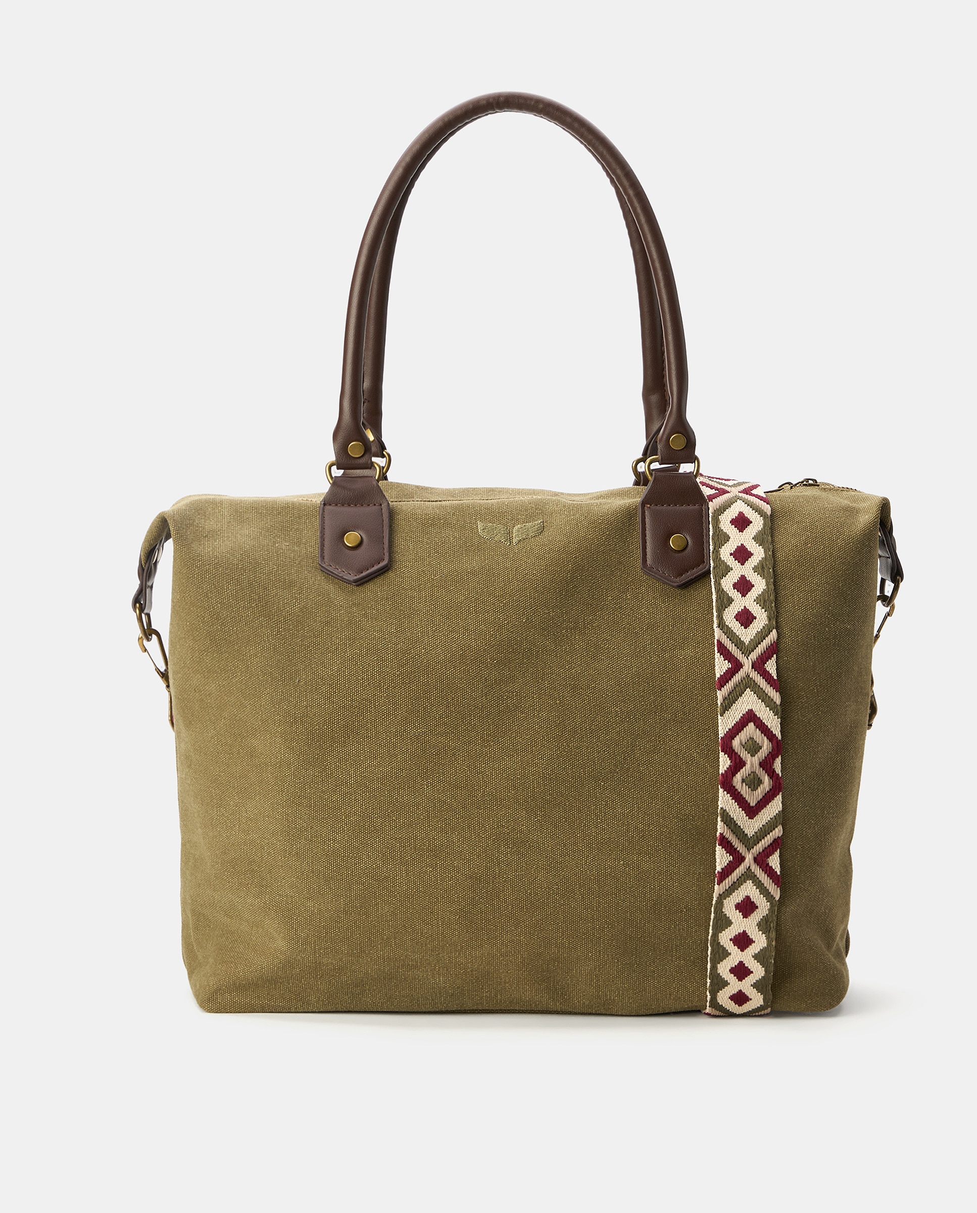 Mala Shopper de Algodão com Alça Comprida Torrado-1