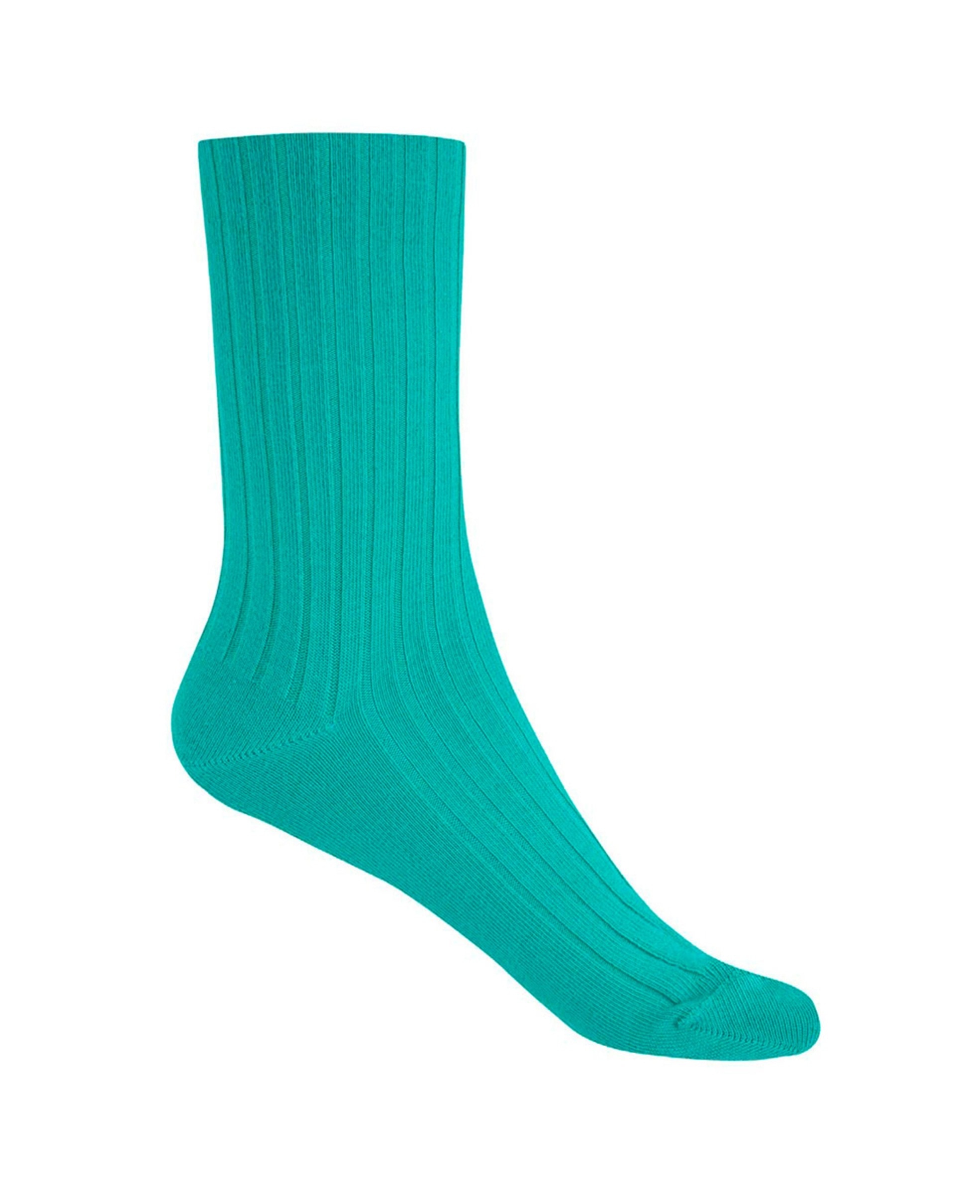 Calcetines cortos de mujer de bambú de canalé - Punto Blanco - puño no aprieta. Hecho en España - Verde Verde-1