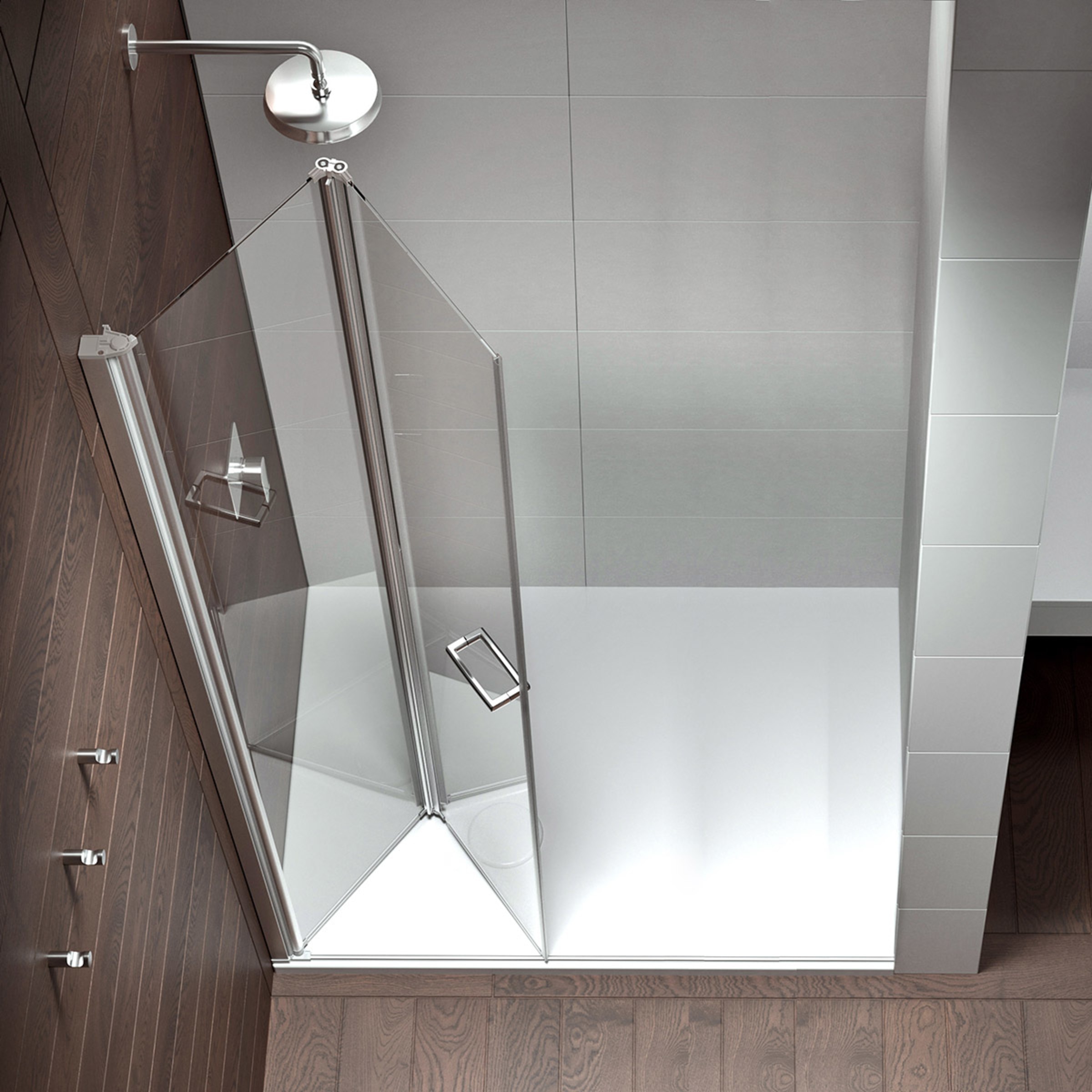 Mampara de ducha plegable izquierda Plus Evolution Giro Duscholux Plata brillo-1