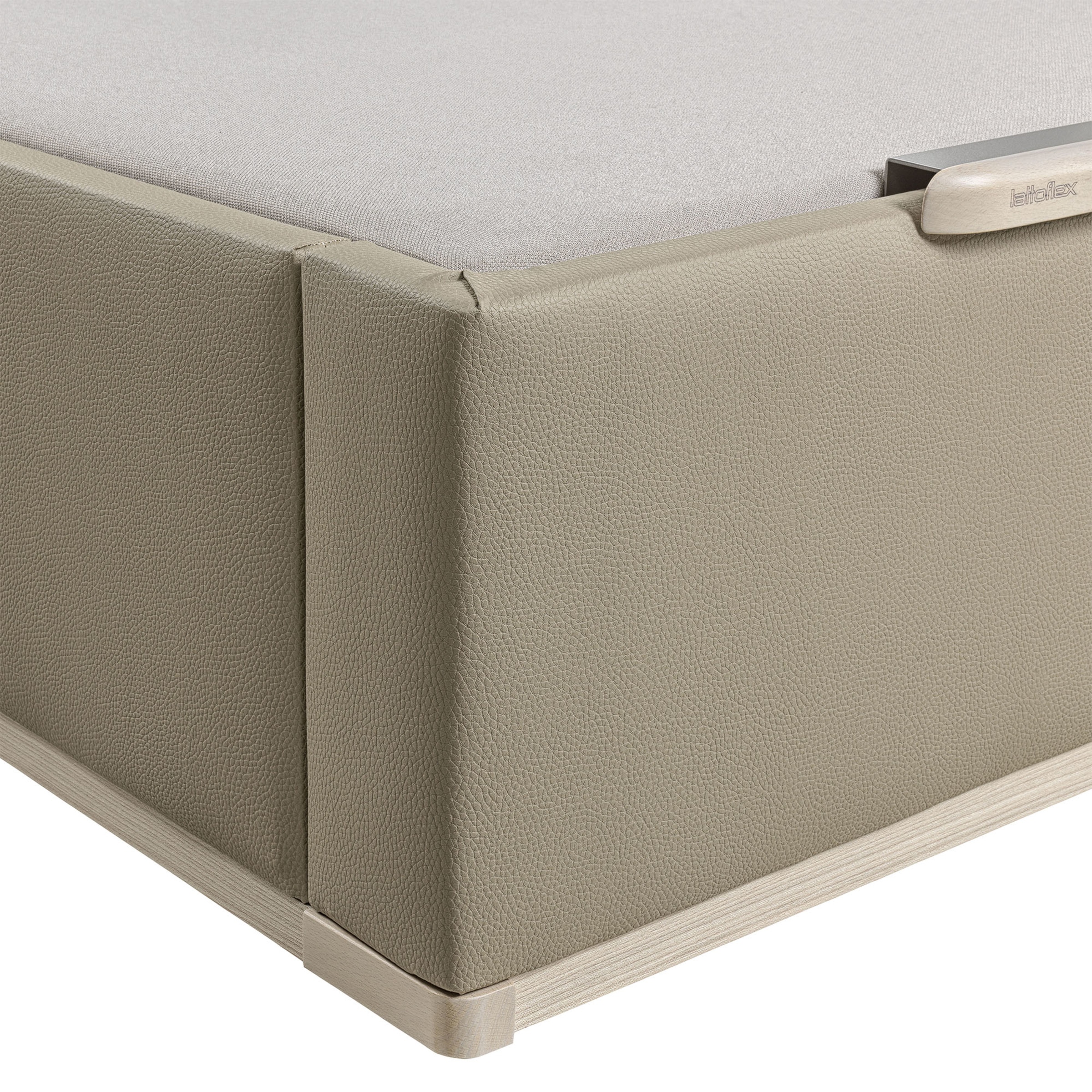 Canapé abatible en polipiel Box Dekor MDF Lattoflex Visón claro-4