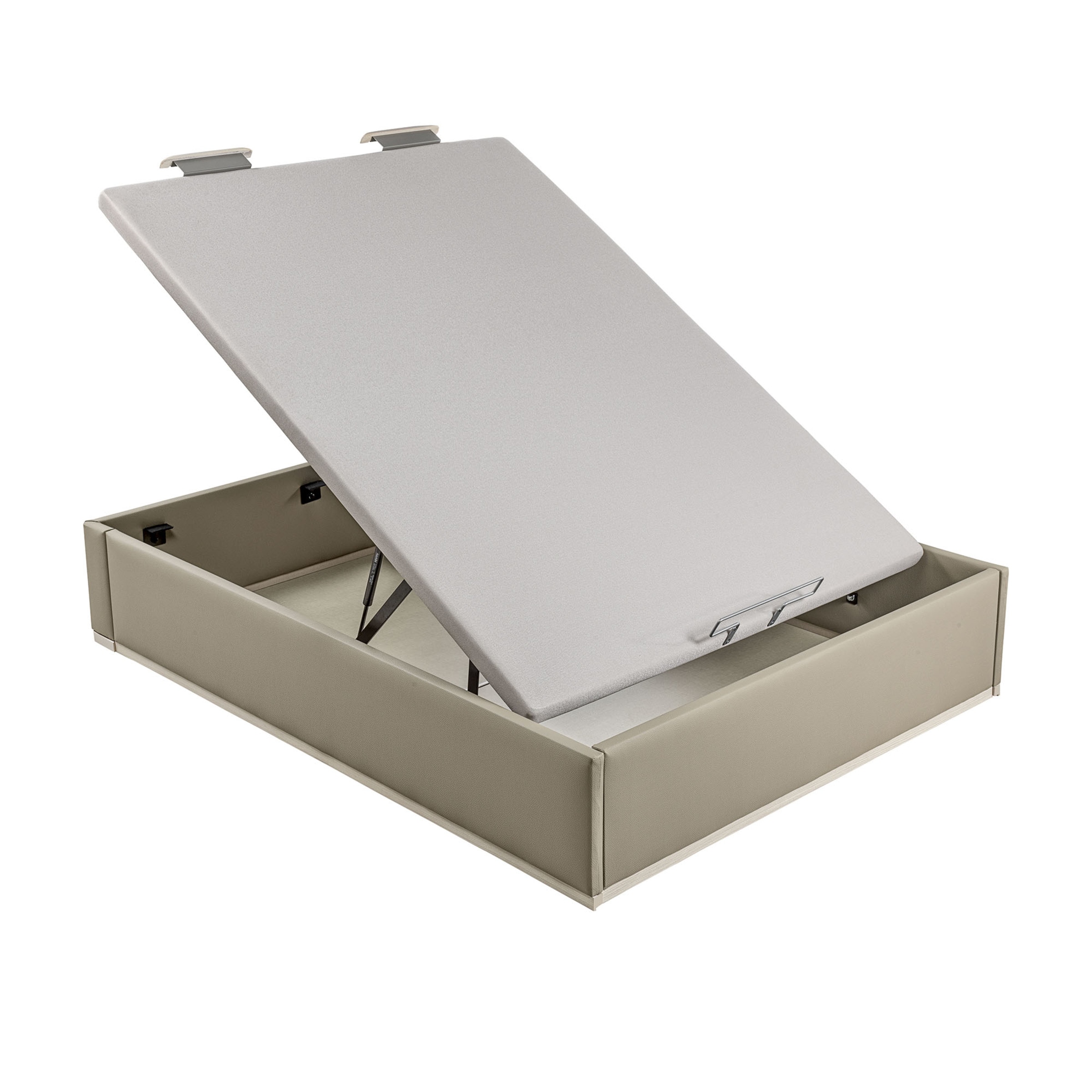 Canapé abatible en polipiel Box Dekor MDF Lattoflex Visón claro-2