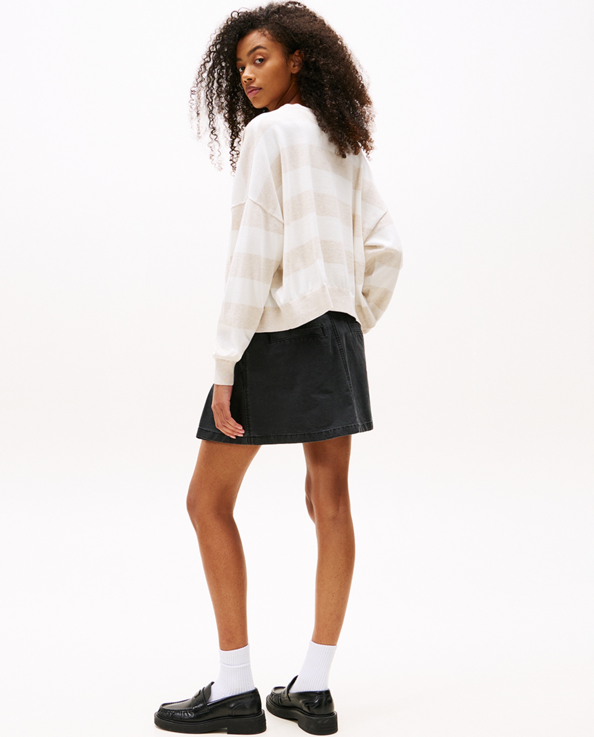 Cardigan às Riscas com Fecho de Botões Castanho-2