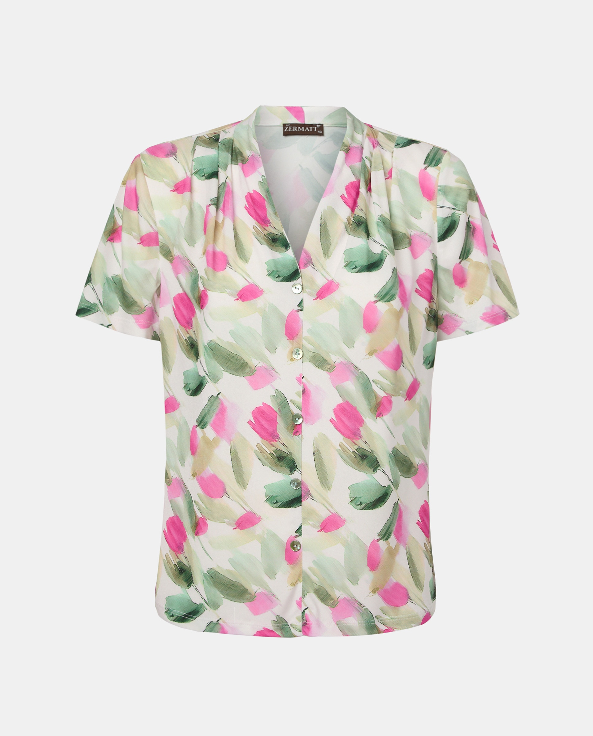 Blusa estampada com manga curta Rosa-4