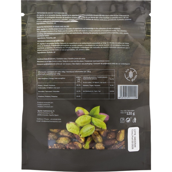 toasted pistachio beans with salt gluten-free bag 120 g