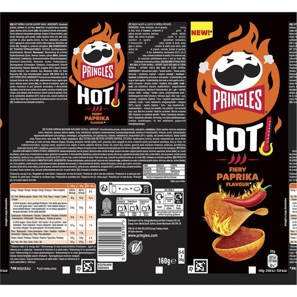 Hot Fiery Paprika Flavour potato fried snack tin 160 g