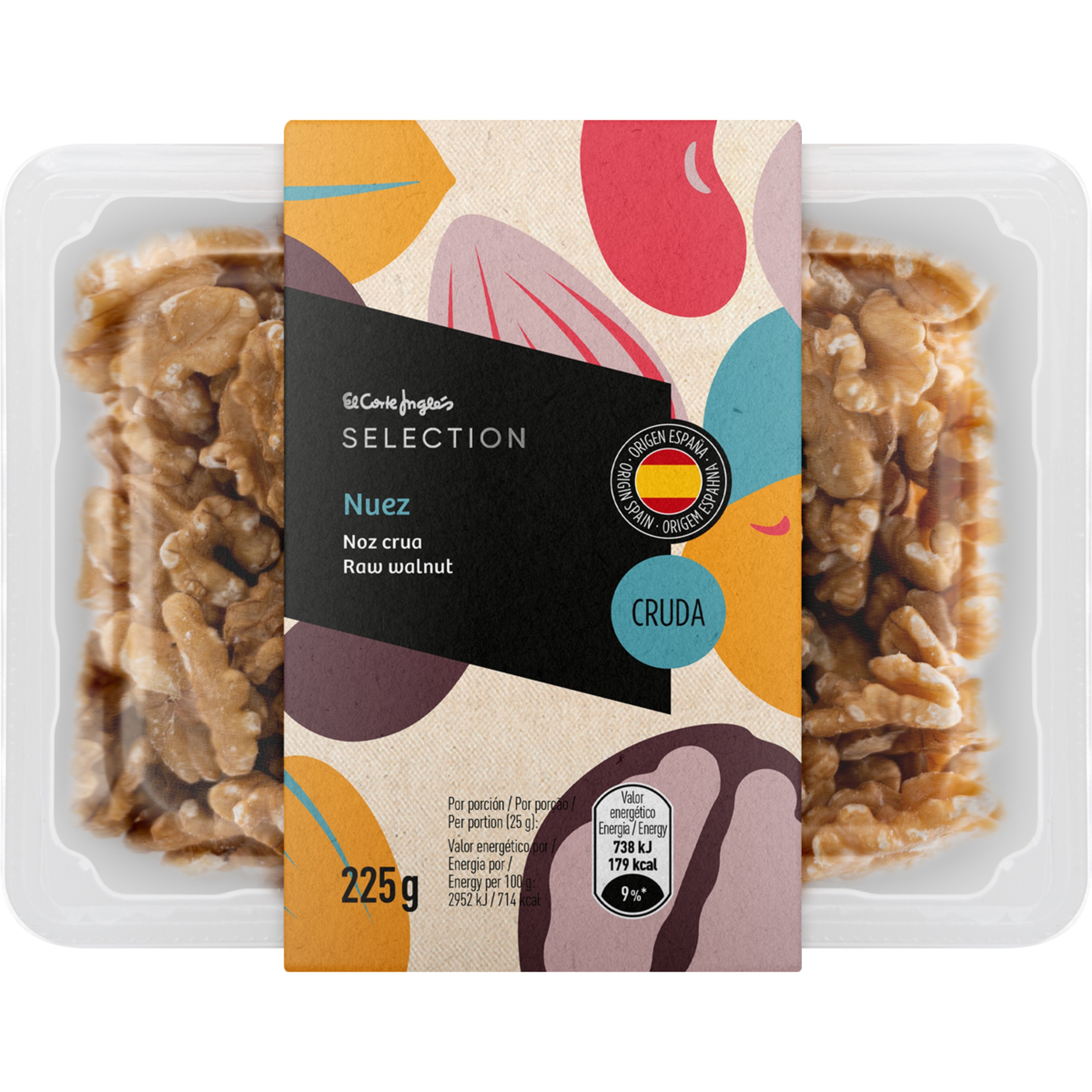 nueces crudas peladas origen España tarrina 225 g