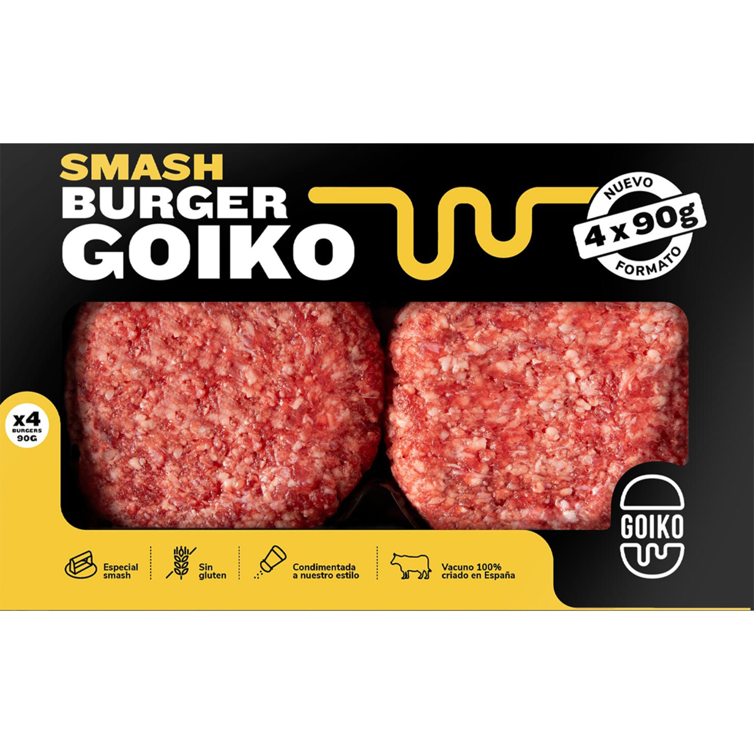 burger meat Smash de vacuno 100% español sin gluten 4 unidades bandeja 360 g
