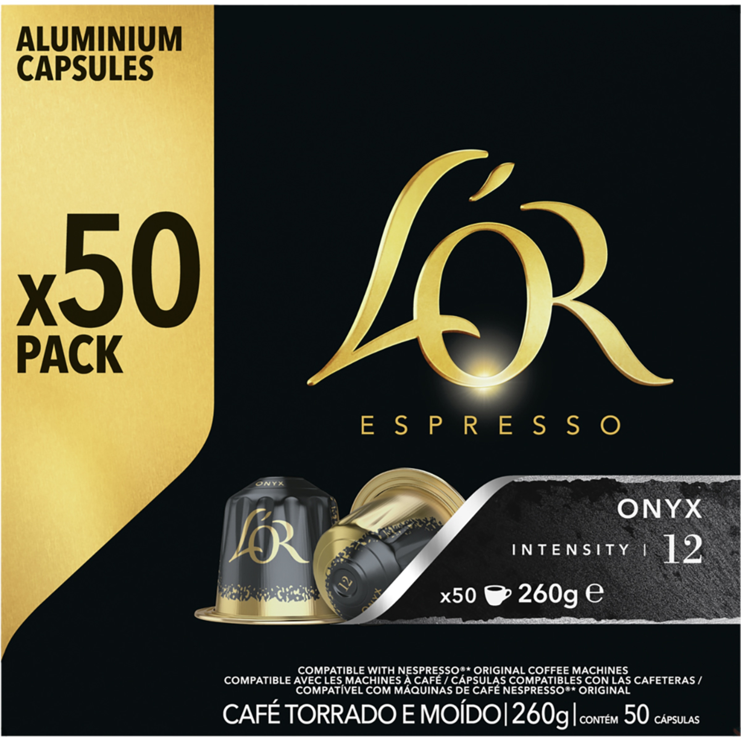 café intensidad 12 Onyx estuche 50 capsulas compatibles con máquinas Nespresso