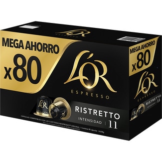 café Ristretto intensidad 11 estuche 80 cápsulas compatibles con máquinas Nespresso - L'or