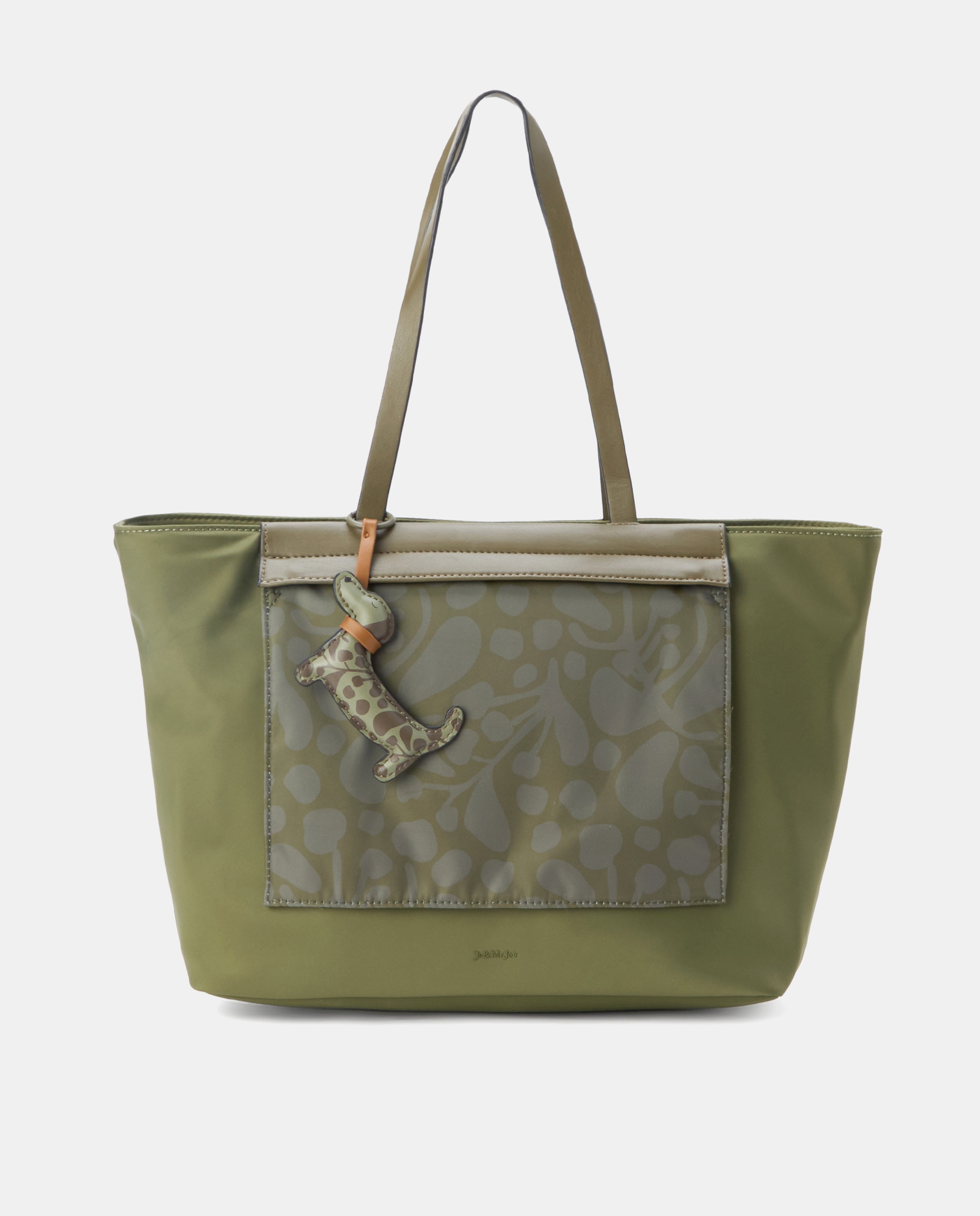 Mala Shopper com Bolso à Frente e Estampado Reversível 520 Caqui-1