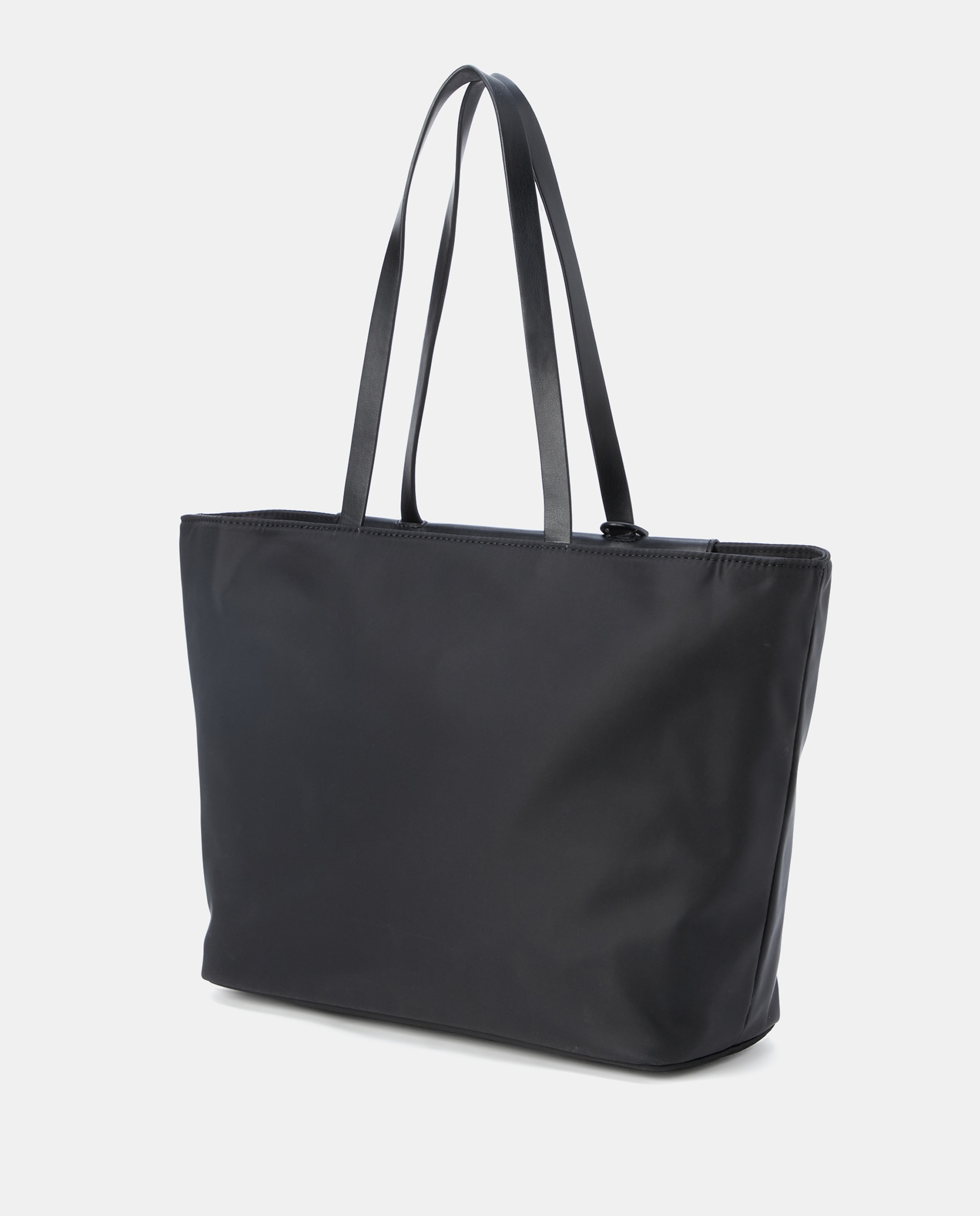 Mala Shopper com Bolso à Frente e Estampado Reversível Preto-2