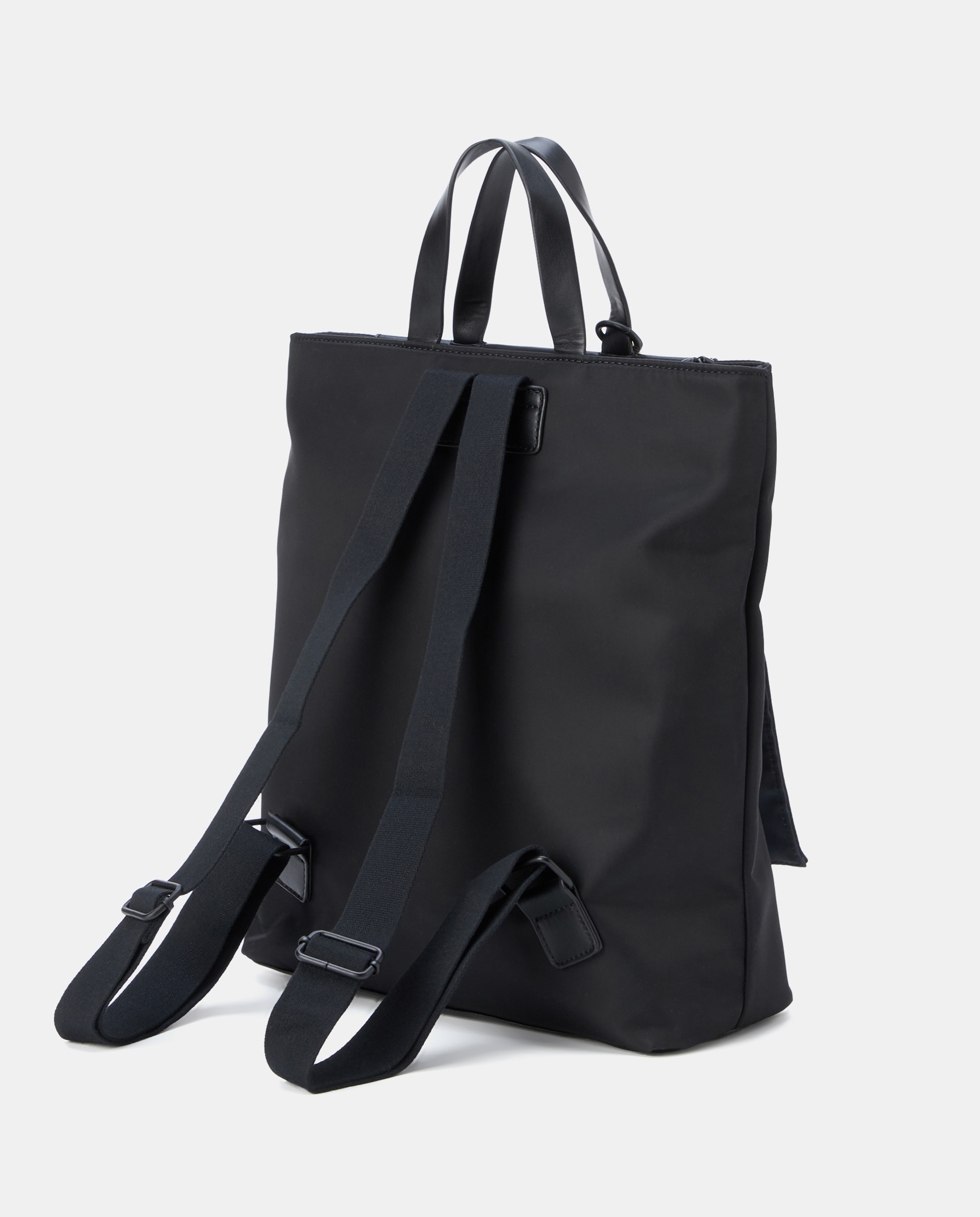Mochila com Bolso à Frente e Estampado Reversível Preto-2