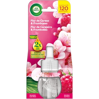 ambientador eléctrico difusor inteligente Flor de Cerezo & Frambuesa con aceites esenciales recambio - Air Wick