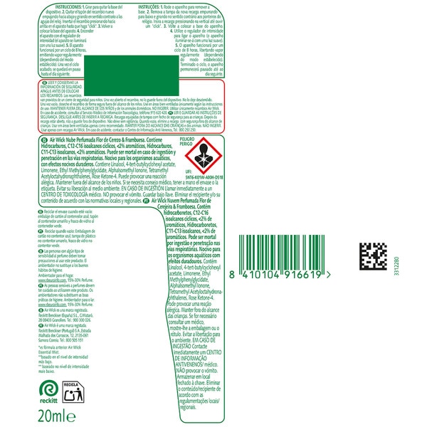 automatischer Lufterfrischer Diffuser Parfümwolke Kirschblüte & Himbeere mit ätherischen Ölen Nachfüllpackung