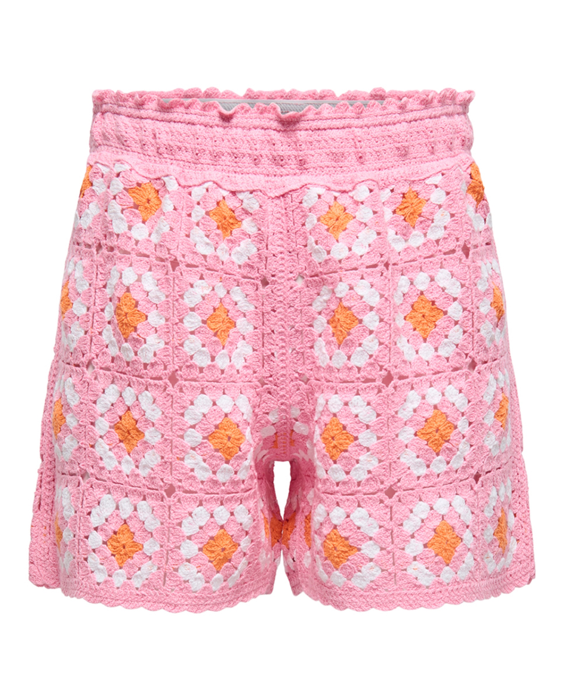 Calções de Algodão com Cintura Média Rosa-6