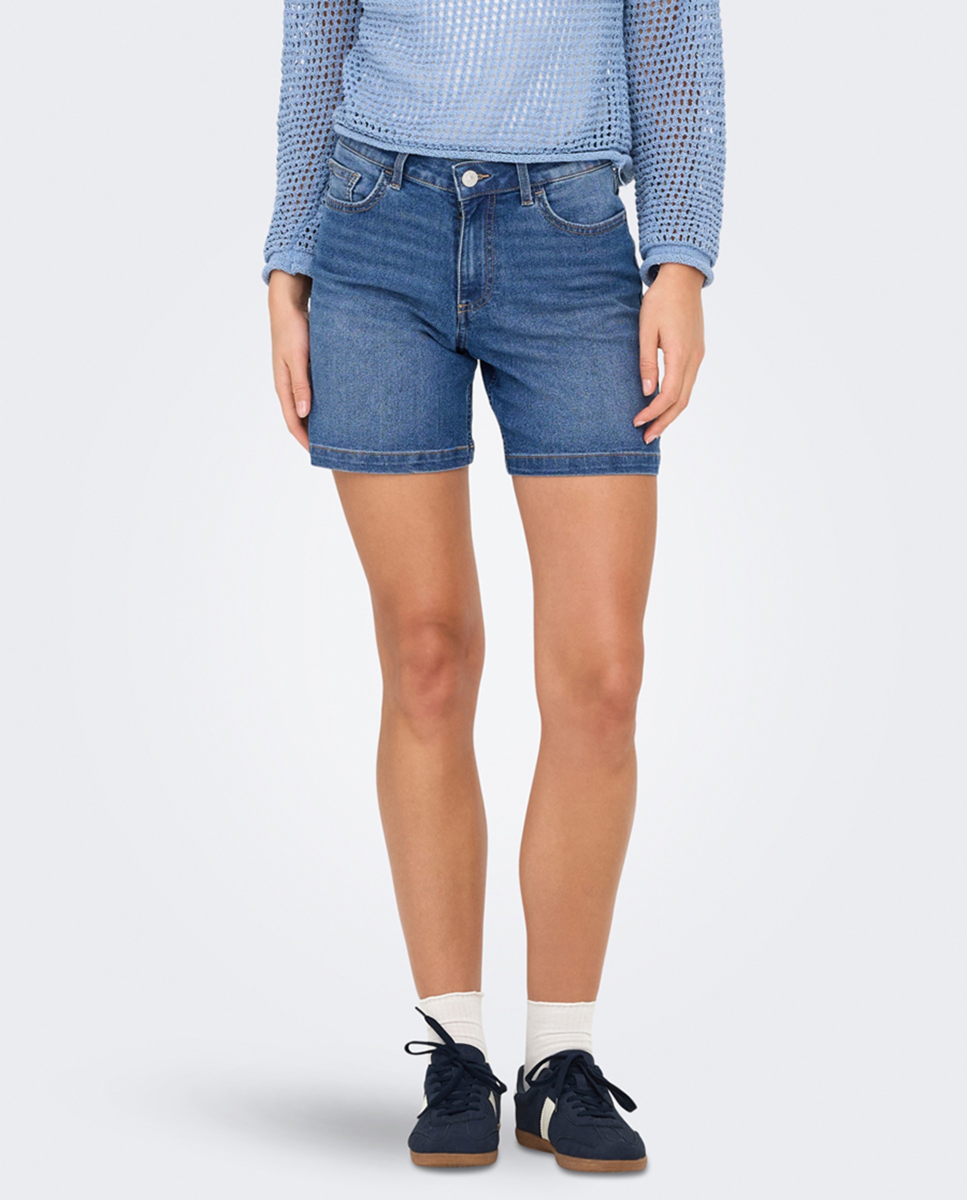 Calções de Ganga Mom Fit Azul-5
