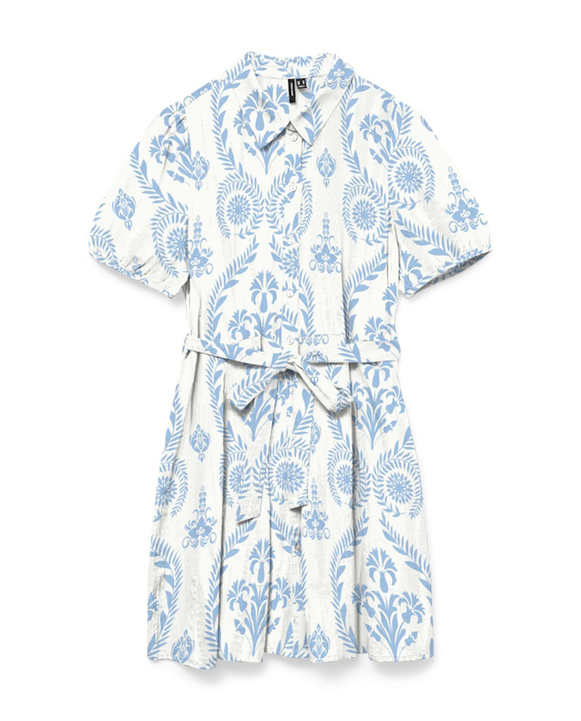 Vestido camiseiro com cinto Azul-claro-6