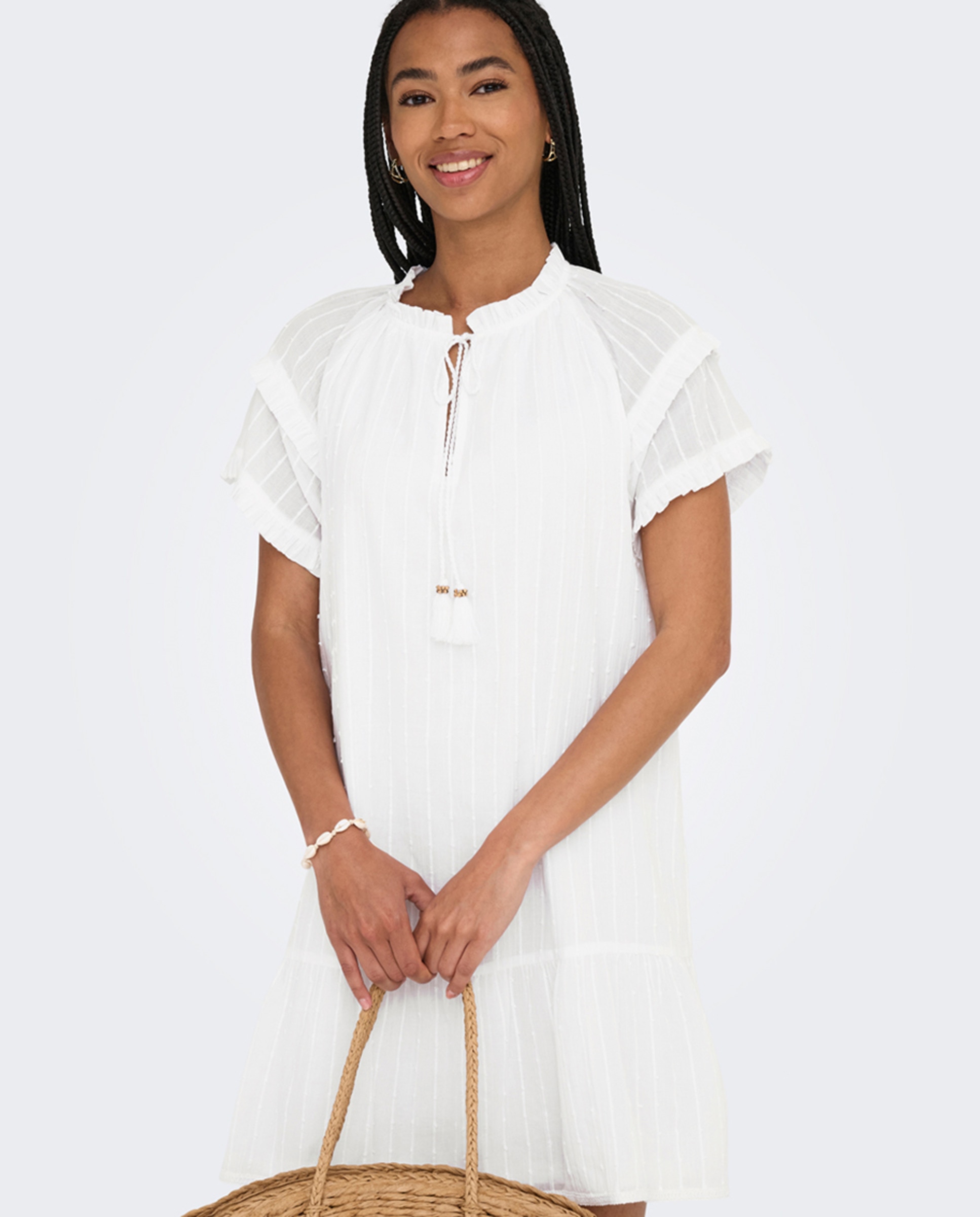 Vestido Curto com Bordados - Branco Branco-4