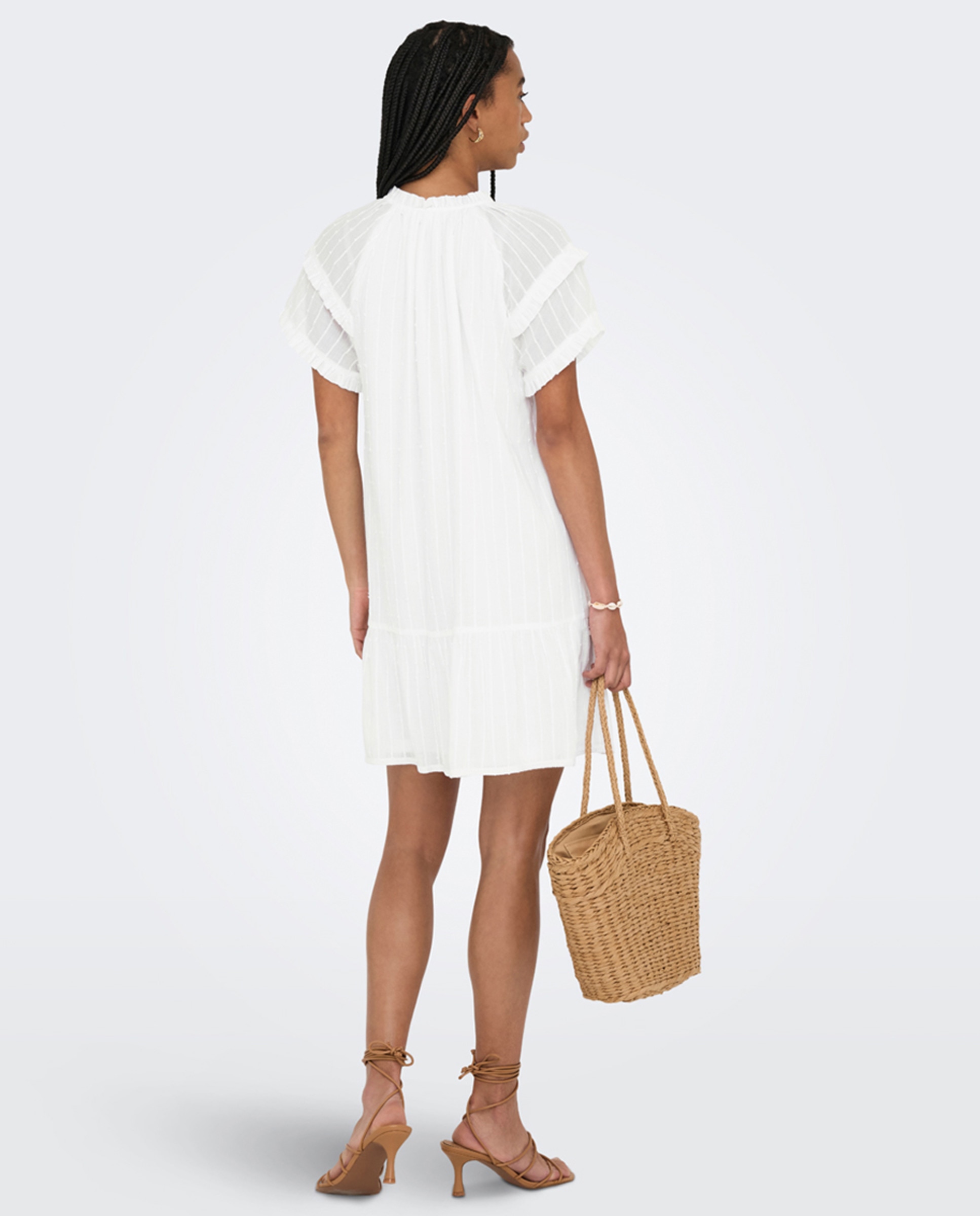 Vestido Curto com Bordados - Branco Branco-3