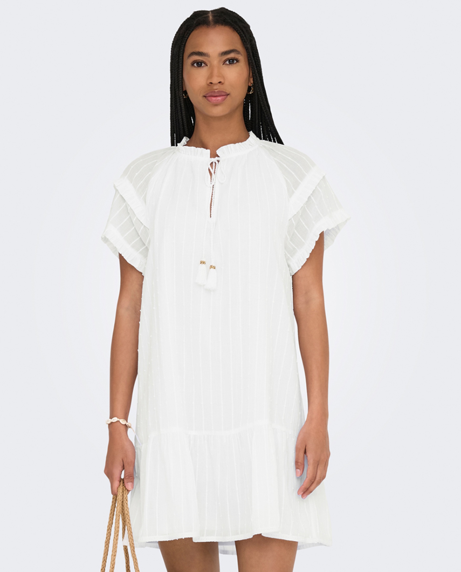 Vestido Curto com Bordados - Branco Branco-2