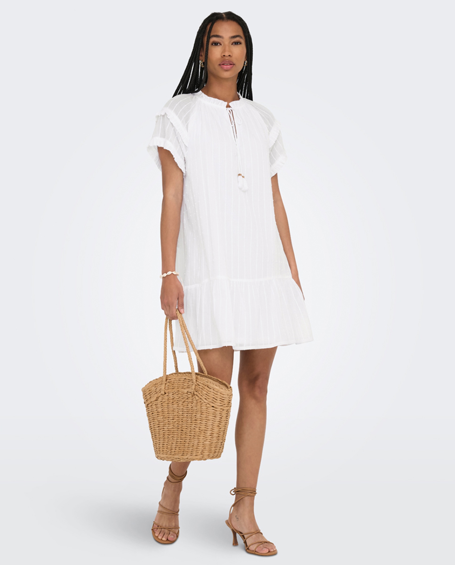 Vestido Curto com Bordados - Branco Branco-1