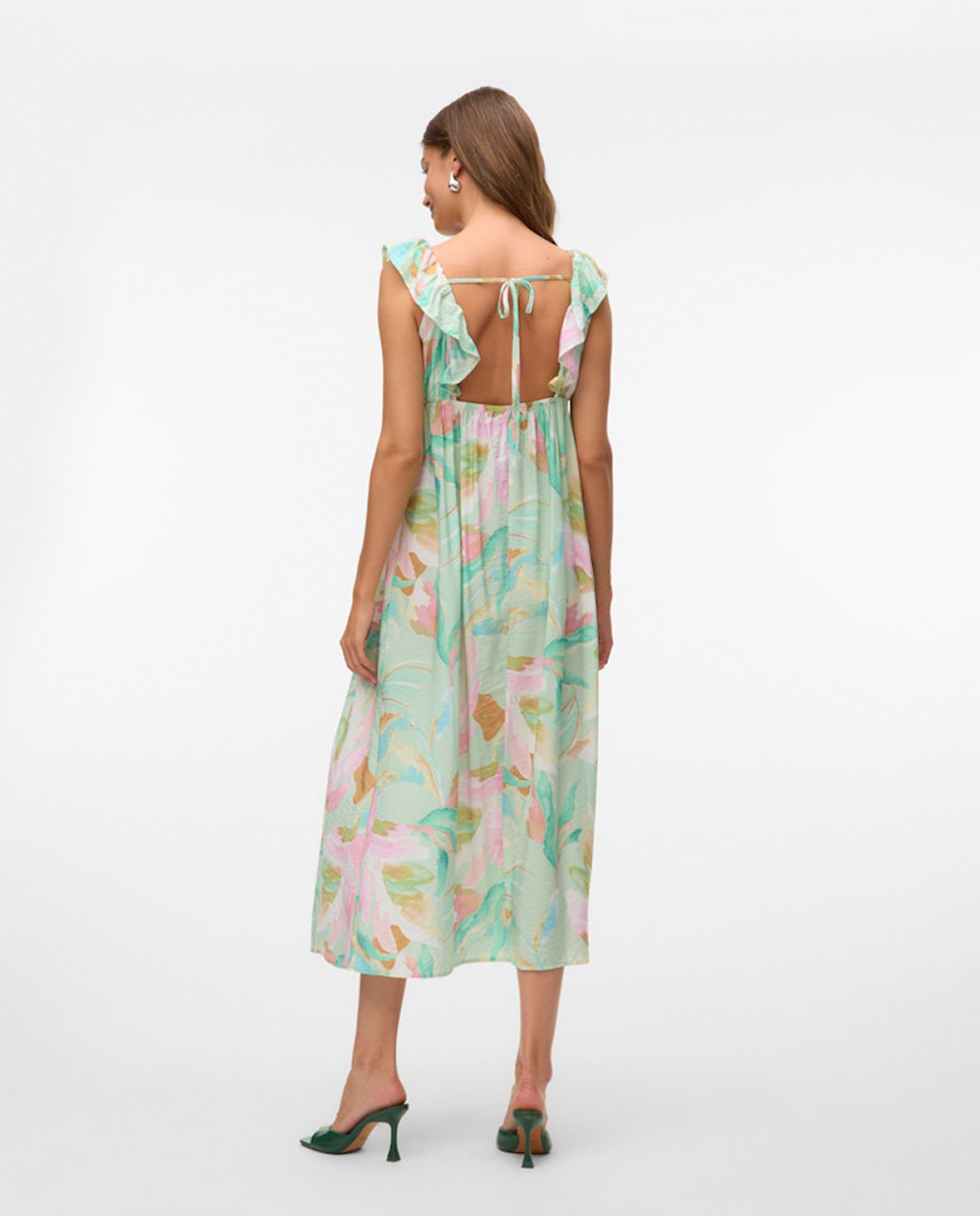 Vestido midi de alças Verde-antiquário-4