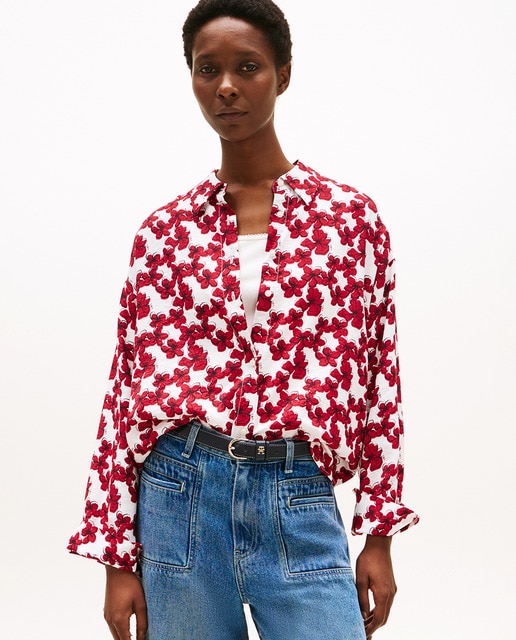 Imagem 0 de Camisa de Silhueta Larga e Estampado Floral