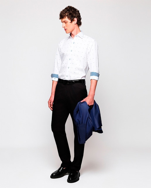 Imagen 0 de Pantalón hombre vestir regular fit mezcla lana poliéster liso azul marino