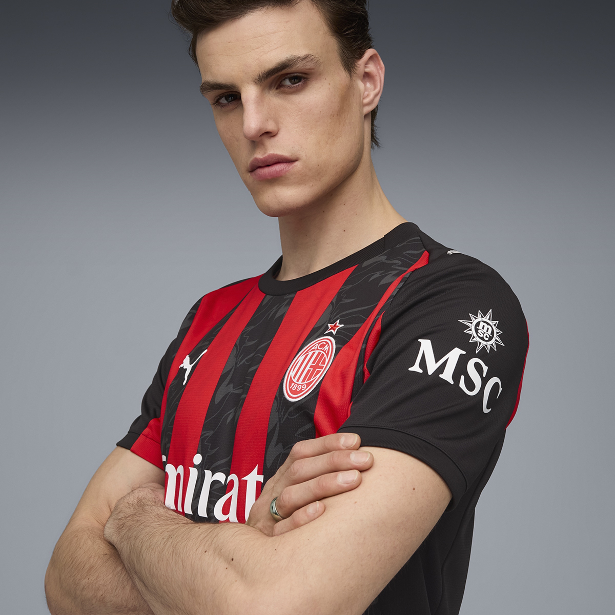 T-shirt de Futebol de Homem ACM Home Jersey Réplica Vermelho-4