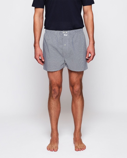Imagen 0 de Bóxer de hombre azul marino de tela con estampado